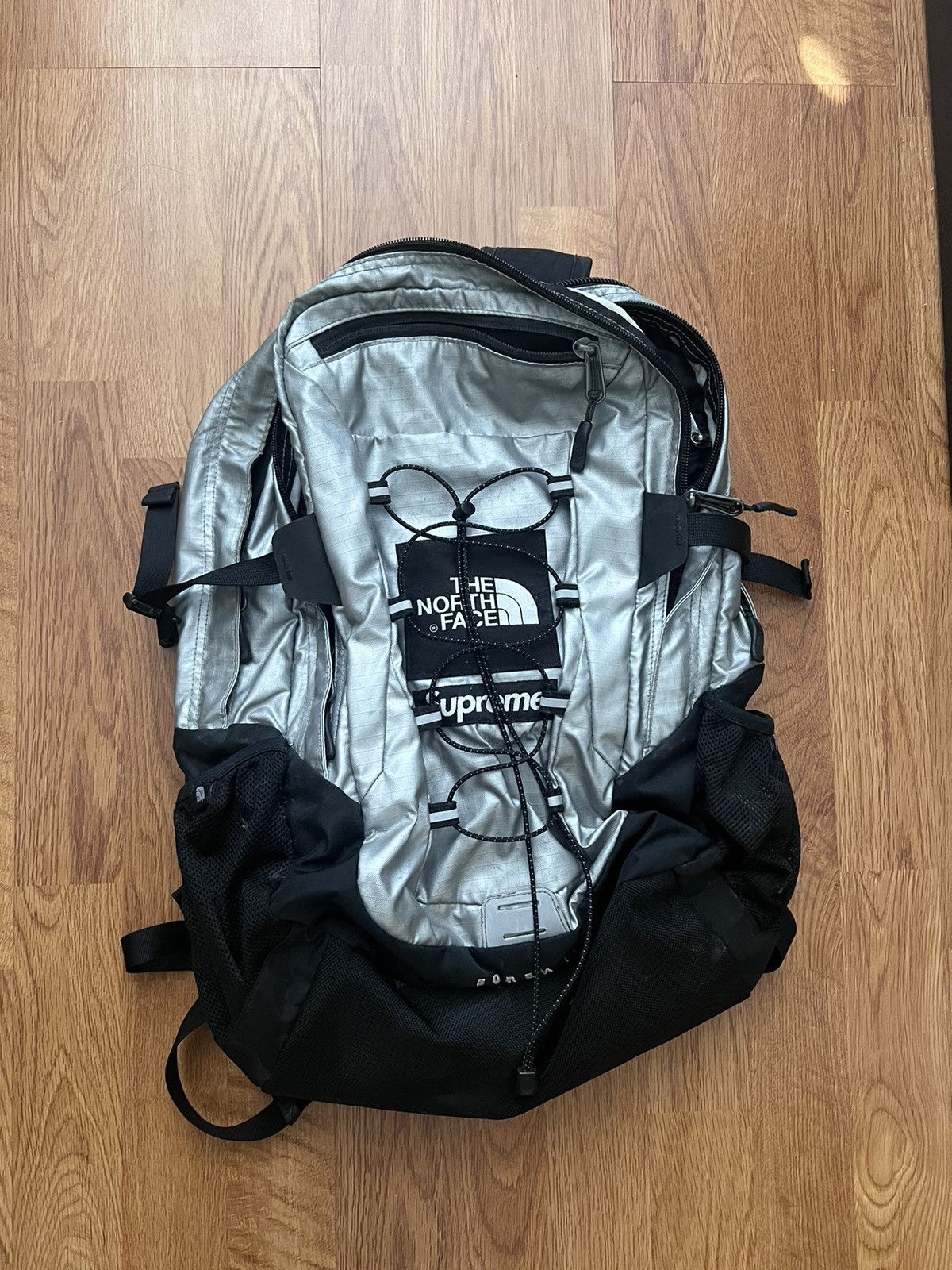 Supreme the north face metallic borealis backpack silver on sale