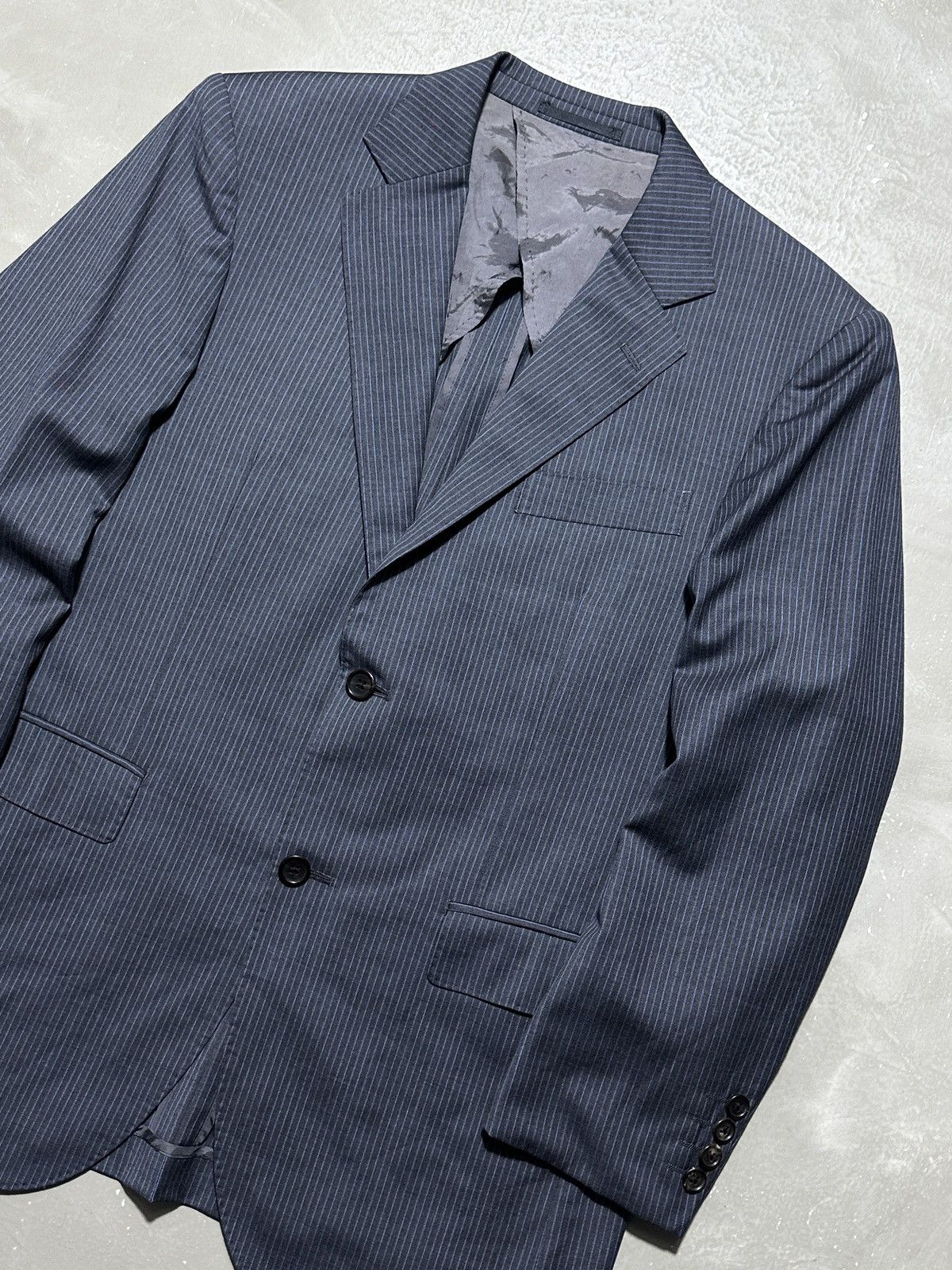 Loro Piana Loro Piana Navy Blue Pinstipe Wool Blazer Size 50L - 5 Thumbnail
