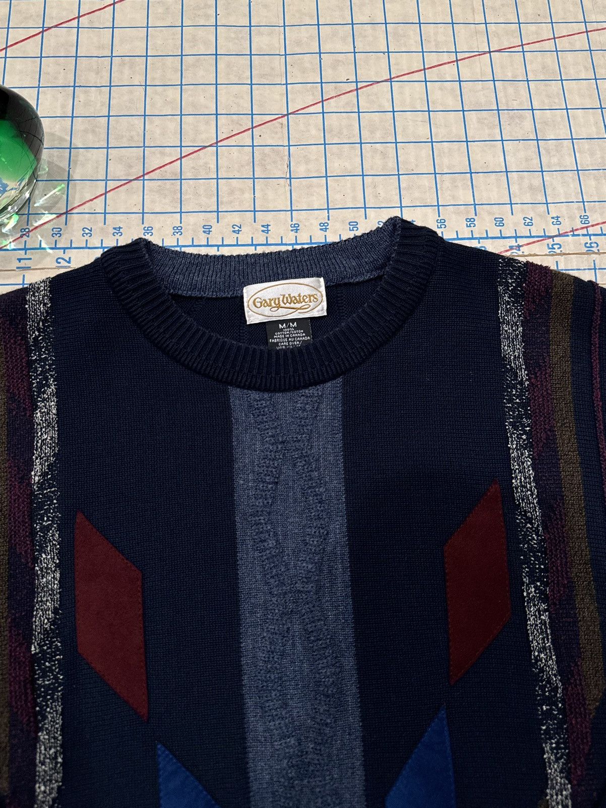 Vintage Vintage Gary Waters Patterned Knit Sweater Navy Mens SizeMed Size US M / EU 48-50 / 2 - 5 Thumbnail
