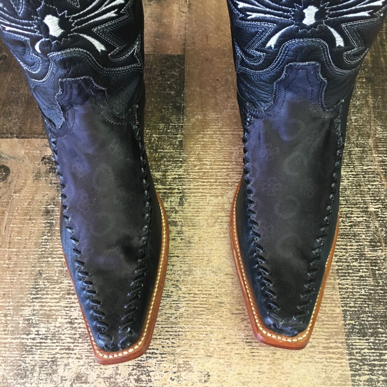 Vintage Los Altos Pointed Toe Western Black Cowboy Boots Mens 8.5 EE Size US 8.5 / EU 41-42 - 6 Thumbnail