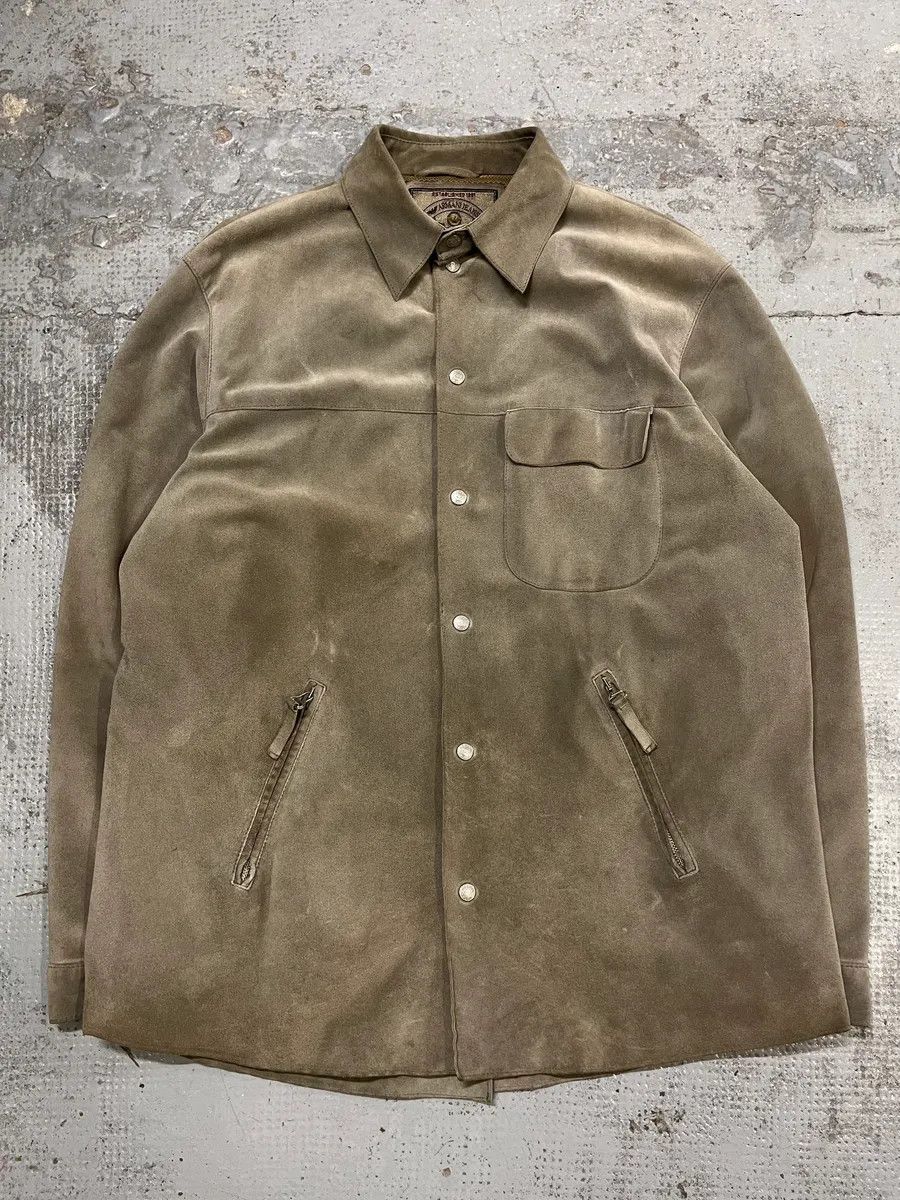 Armani 1990s Armani Beige Suede Leather Shirt Size US L / EU 52-54 / 3 - 4 Thumbnail