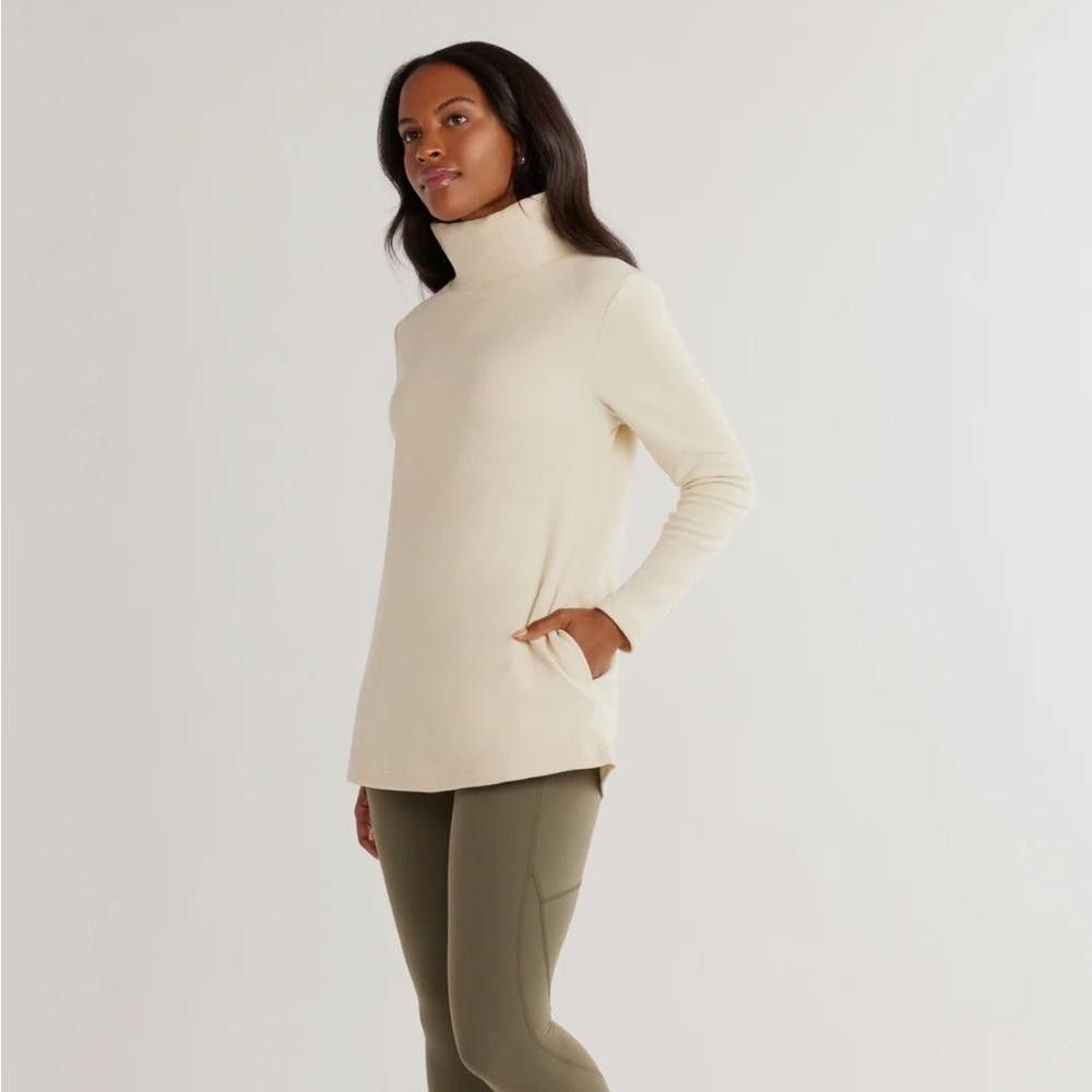 Designer Cobble Hill Turtleneck in Terry Fleece (Natural Blush) Size S / US 4 / IT 40 - 2 Thumbnail