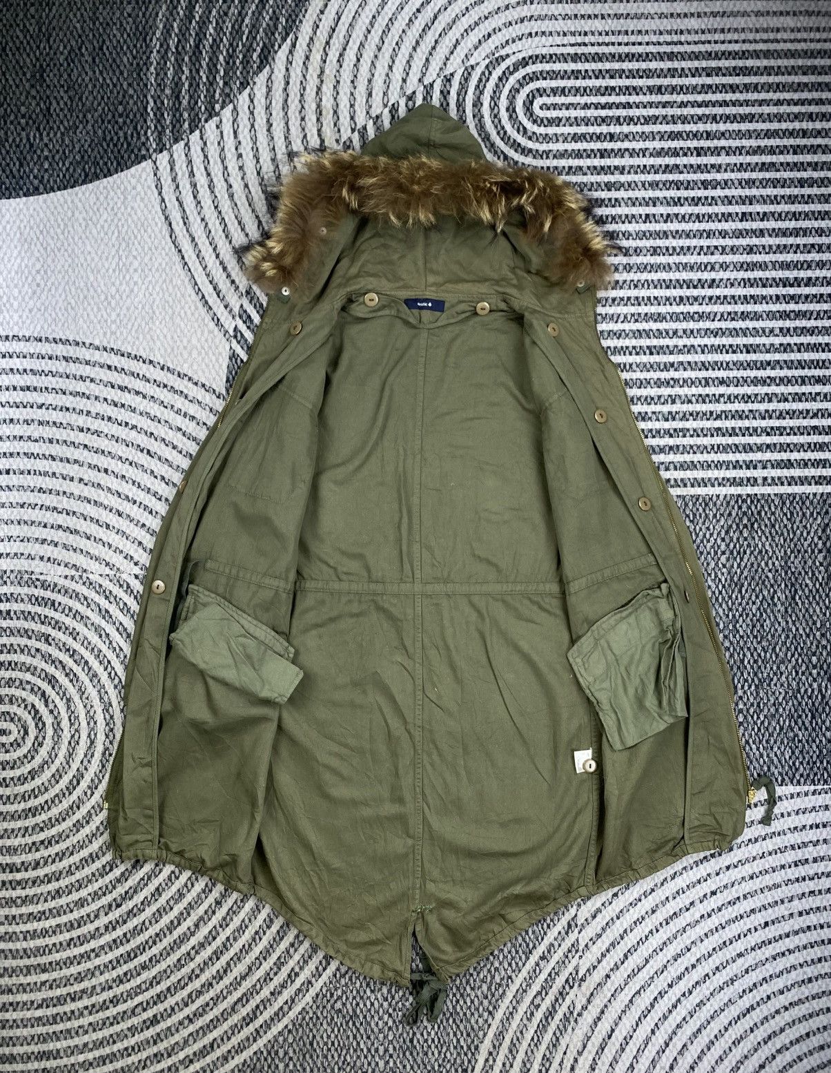 Japanese Brand Vtg Mystic Army Green Faux Fur Trimmed Hood Parka Size US S / EU 44-46 / 1 - 5 Thumbnail