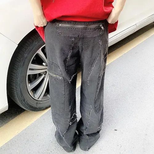 Japanese Brand Atsuko x Mami Y2K Fashion Washed Black Baggy Ripped Size US 34 / EU 50 - 8 Thumbnail
