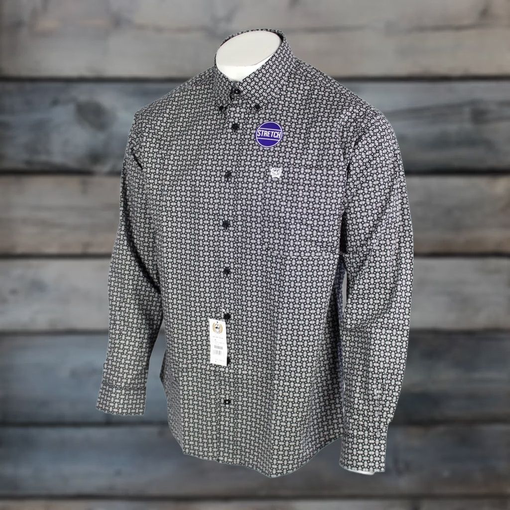 Vintage Cinch Men's Geo Print Classic Button Long Sleeve Western Shirt Stretch M Medium Size US M / EU 48-50 / 2 - 1 Thumbnail