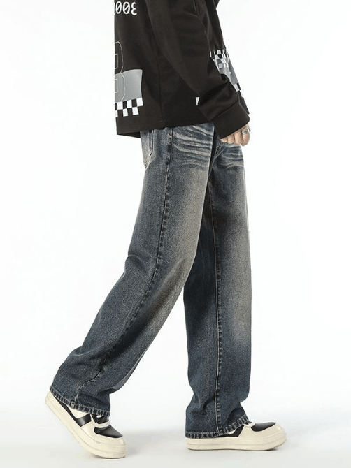 Japanese Brand × Jean Men's washed distressed straight high street jeans Size US 32 / EU 48 - 4 Thumbnail
