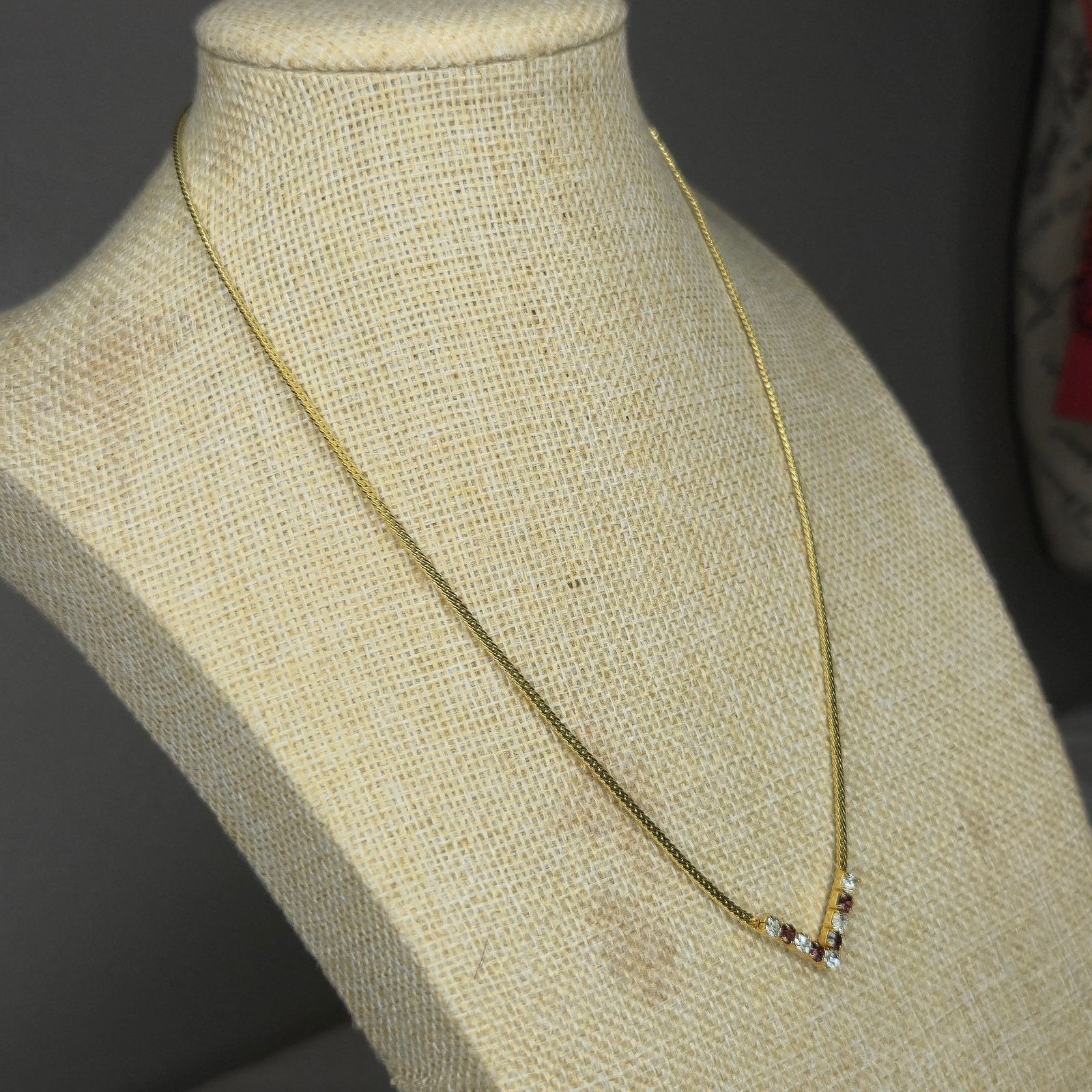 Vintage Vintage Gold Tone Flat Chain Necklaces Faux Sapphire & Ruby Size ONE SIZE - 11 Thumbnail