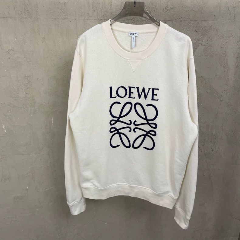 Loewe LOEWE White embroidered logo round neck hoodie Size S / US 4 / IT 40 - 1 Thumbnail