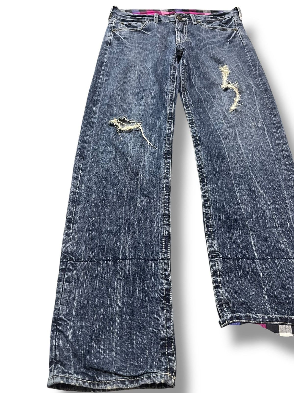 If Six Was Nine Vintage Japanese Brand Whiskers Grunge Distressed Denim Size US 31 - 3 Thumbnail