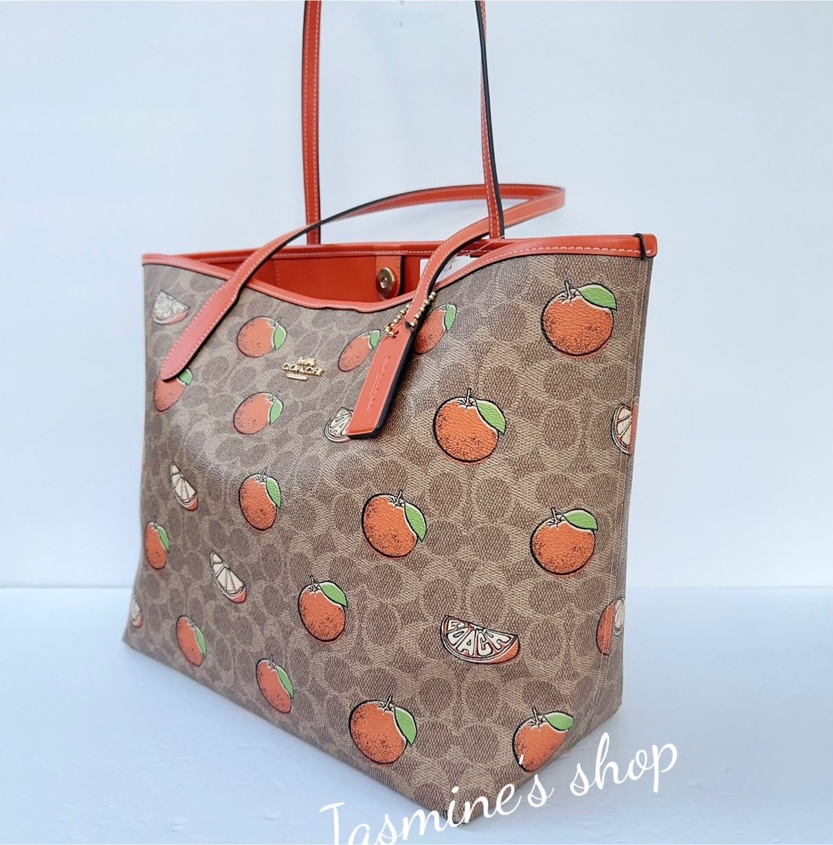 Coach NWT Coach City Tote Bag In Signature With Orange Print CAL74 Size ONE SIZE - 5 Thumbnail