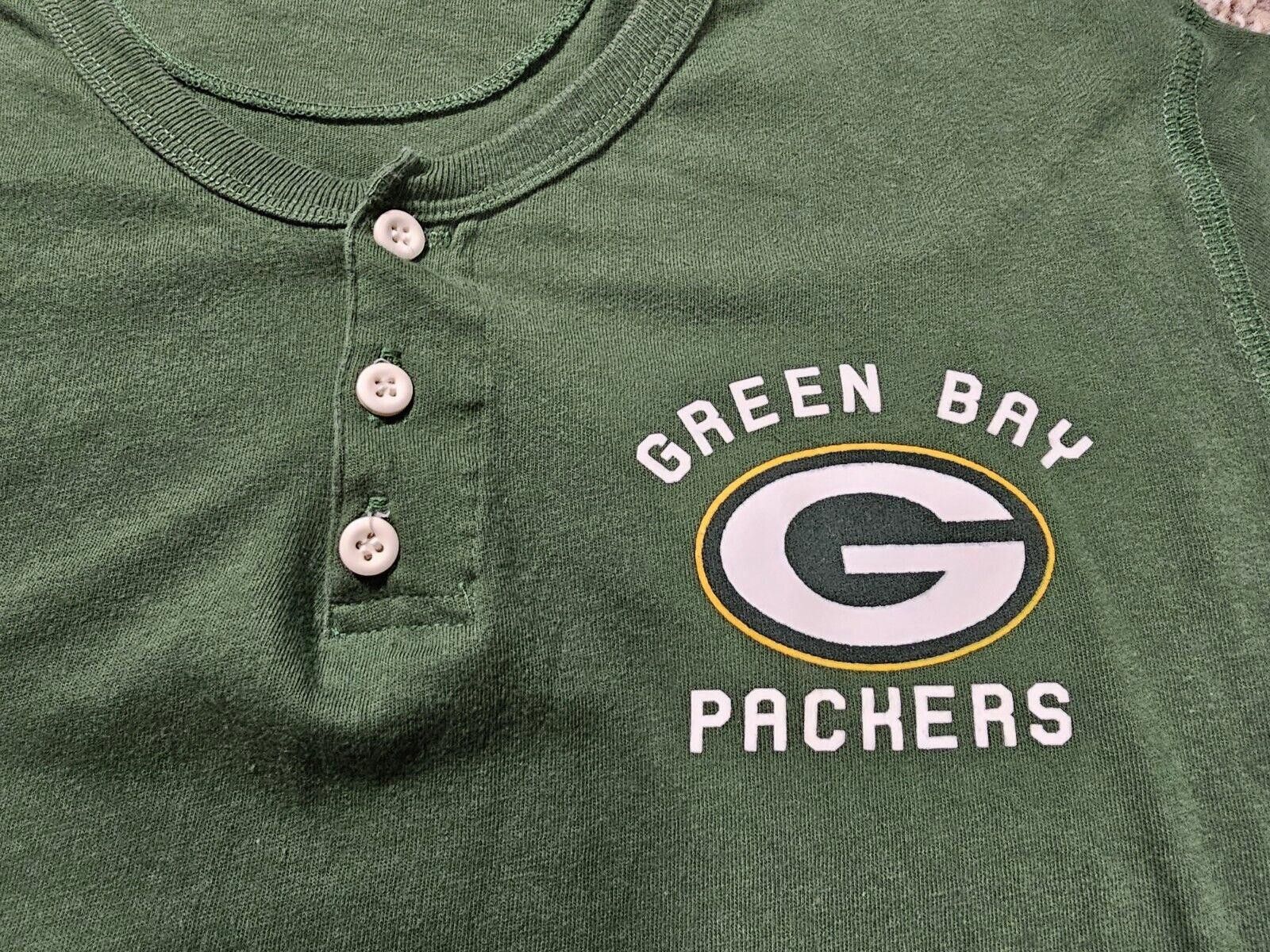 Designer Green Bay Packers 3 button LS henley XL shirt Junk food Size ONE SIZE - 2 Thumbnail