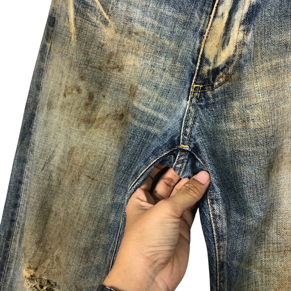 Japanese Brand SHIPS 1975 Repro Workwear Jeans – Destroyed Knees Grime Fade Size 30" / US 8 / IT 44 - 17 Thumbnail