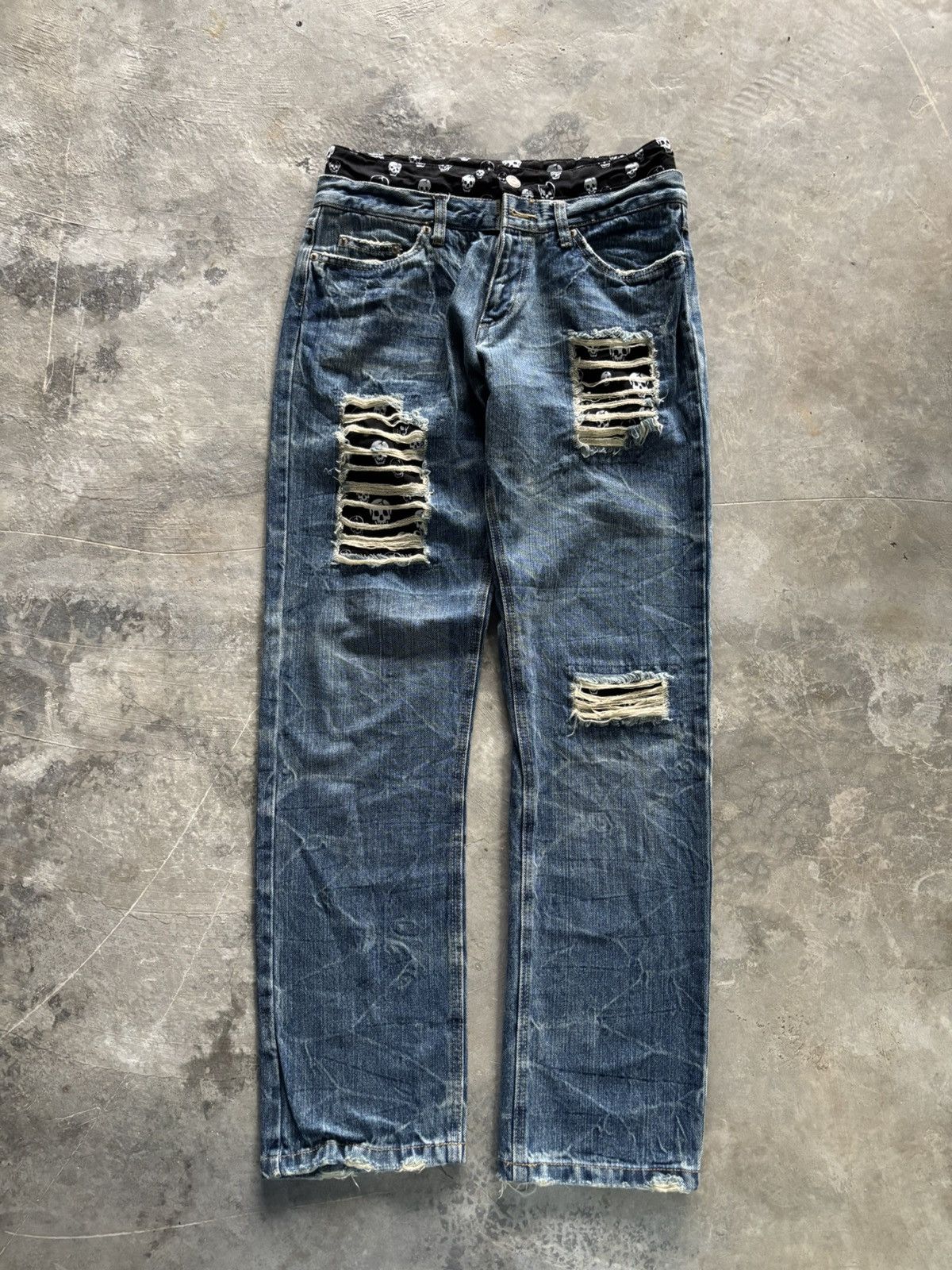 Hysteric Glamour CRAZY DOUBLE WAIST JAPANESE BRAND SKULL DISTRESSED DENIM Size US 28 / EU 44 - 1 Thumbnail