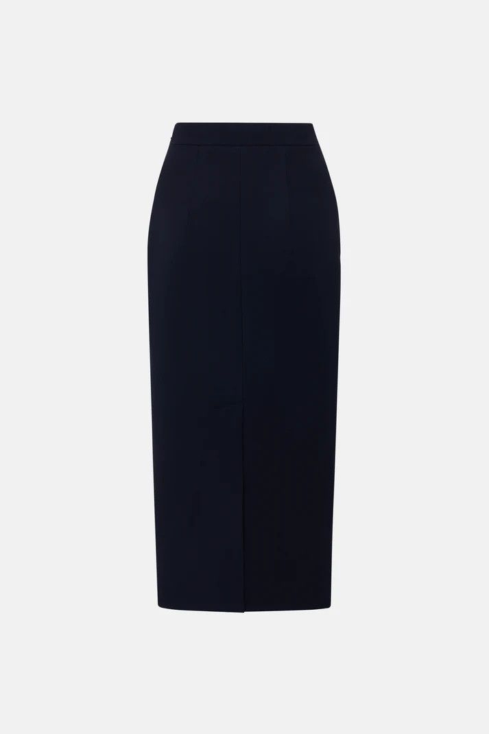 Alessandra Rich o1s22i1n0225 Virgin Wool Midi Skirt in Navy Blue Size 28" / US 6 / IT 42 - 2 Thumbnail
