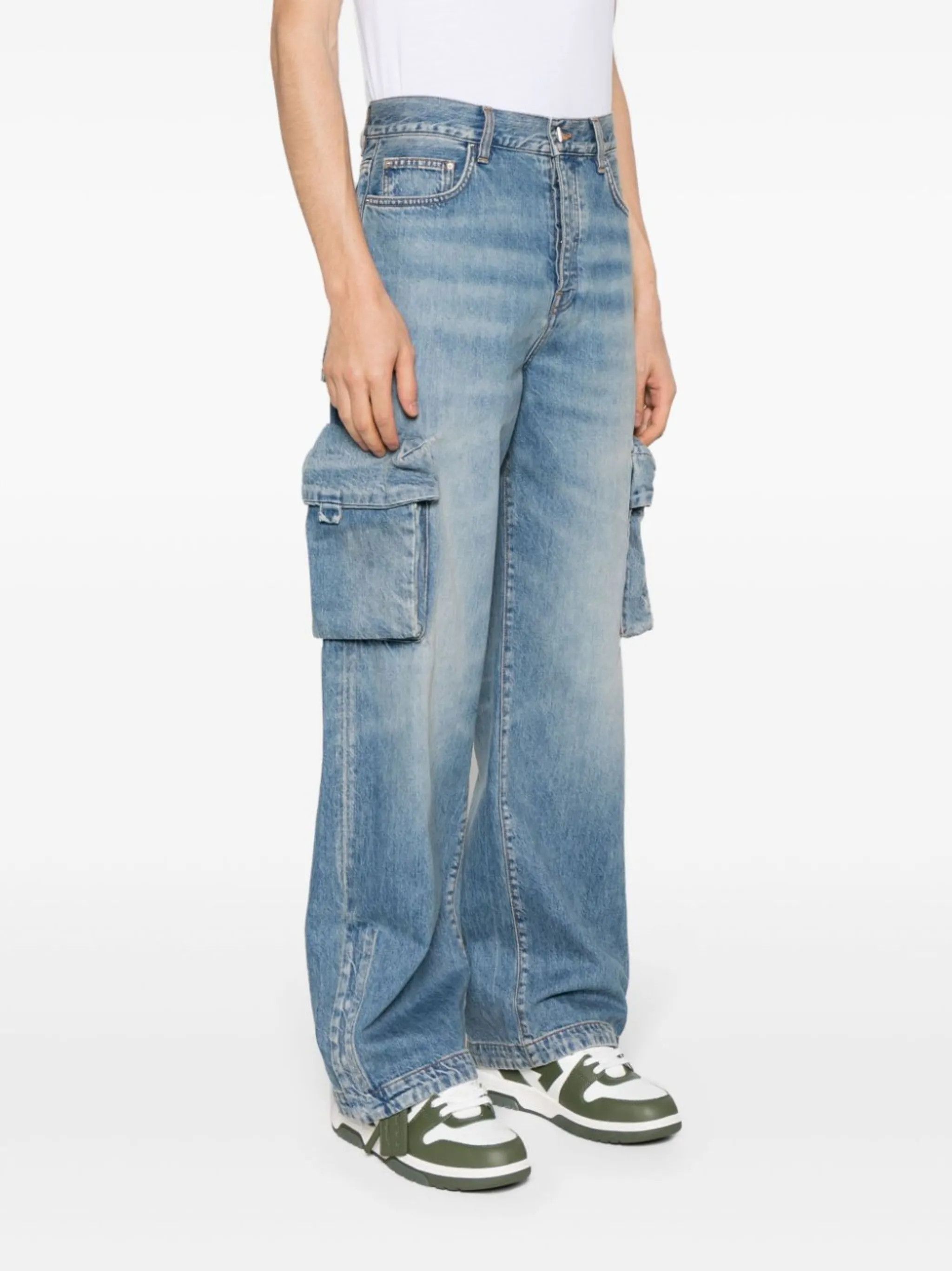 Amiri oc11z0225 M65 Baggy Cargo Jeans in Blue Size US 29 - 3 Thumbnail