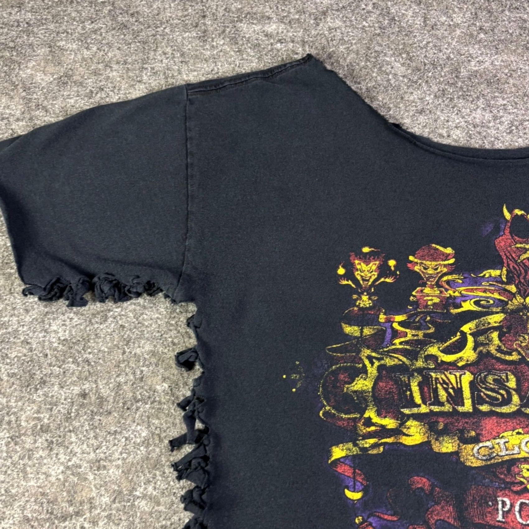 Vintage VINTAGE Insane Clown Posse ICP Graphic T-Shirt DIY Cut Tied Black Grunge Tee Ladies L Black Short Sleeve Shirt Size L / US 10 / IT 46 - 7 Thumbnail