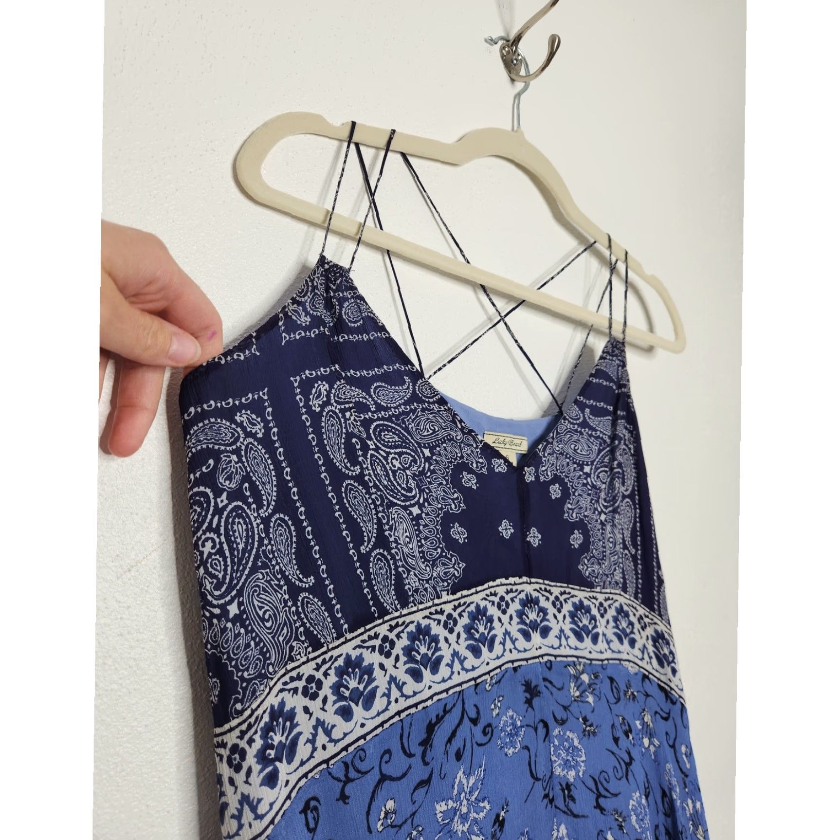 Lucky Brand VINTAGE Lucky Brand Dress Boho Handkerchief Hi-Low Sundress Blue S Women 90s Surf Beachy Boho Yellow? Size S / US 4 / IT 40 - 4 Thumbnail