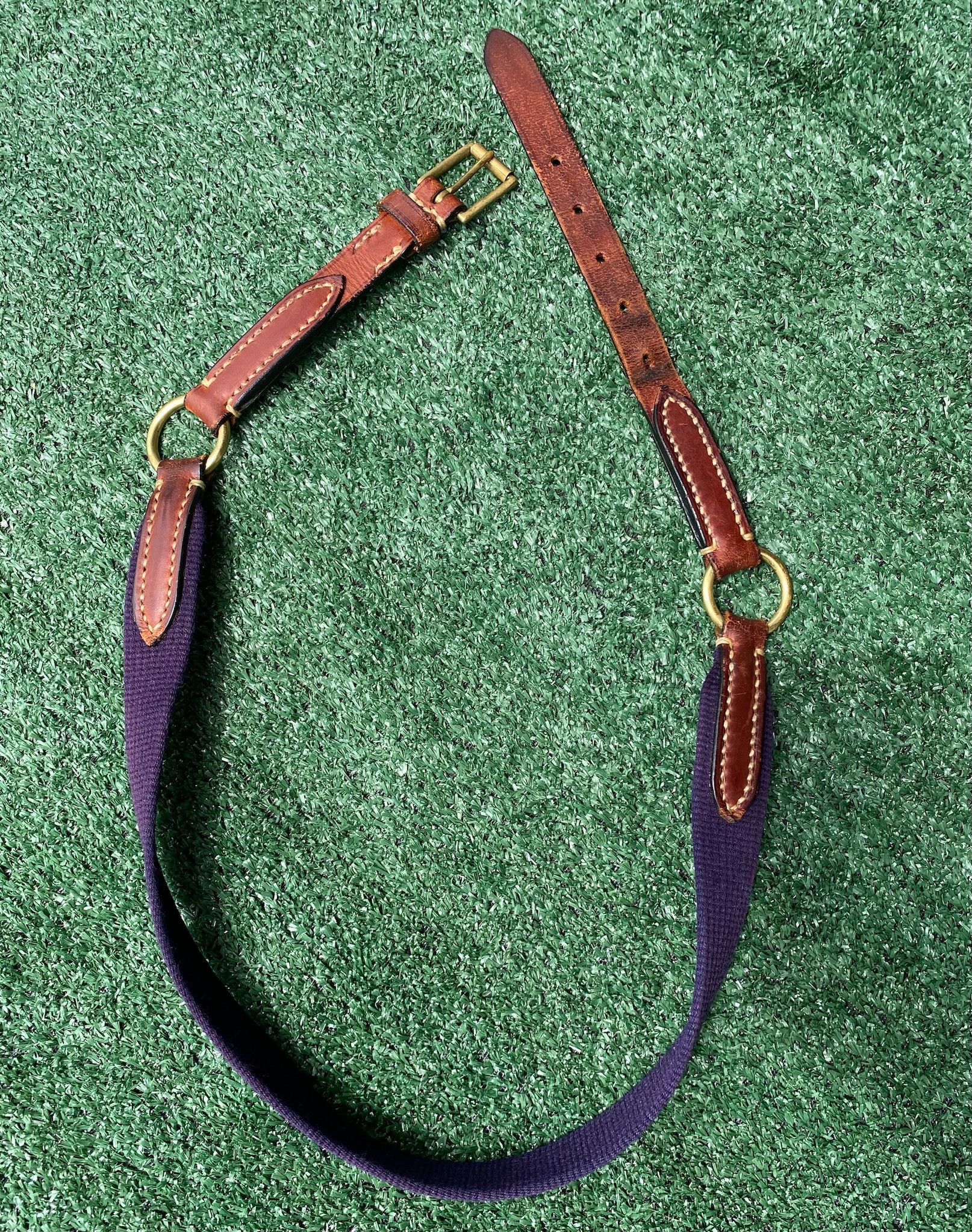 Dooney & Bourke 90’s Dooney & Bourke Purple Wool Brass Leather Belt 38 Size ONE SIZE - 7 Thumbnail