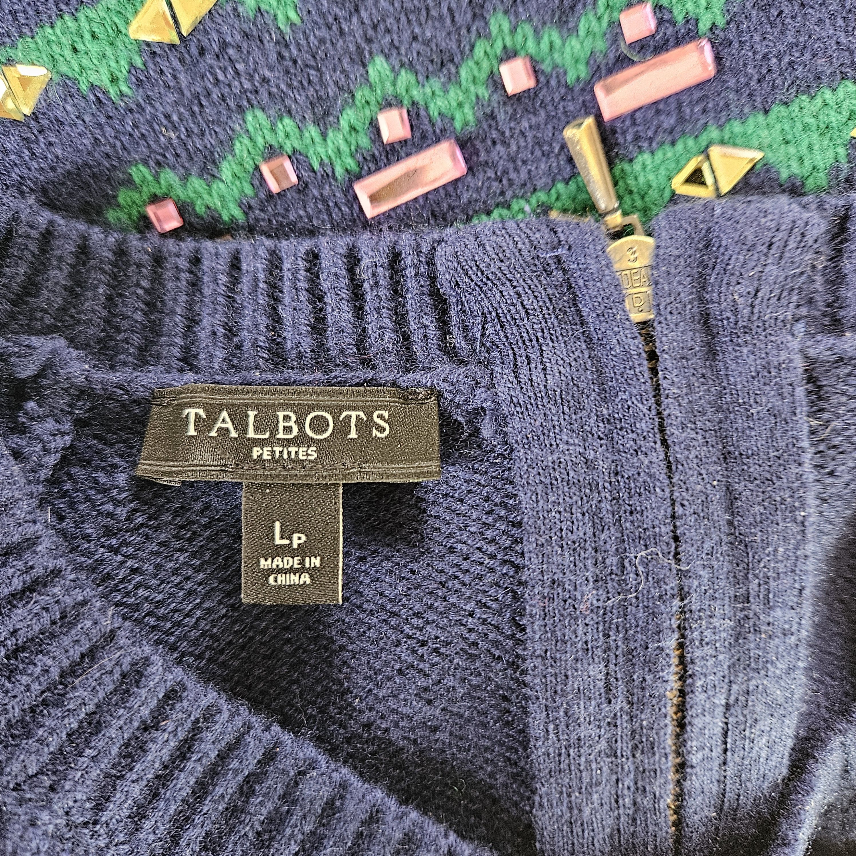 Talbots Talbots Size LP Sweater Fair Isle Gemstone Sparkle Navy Size L / US 10 / IT 46 - 8 Thumbnail