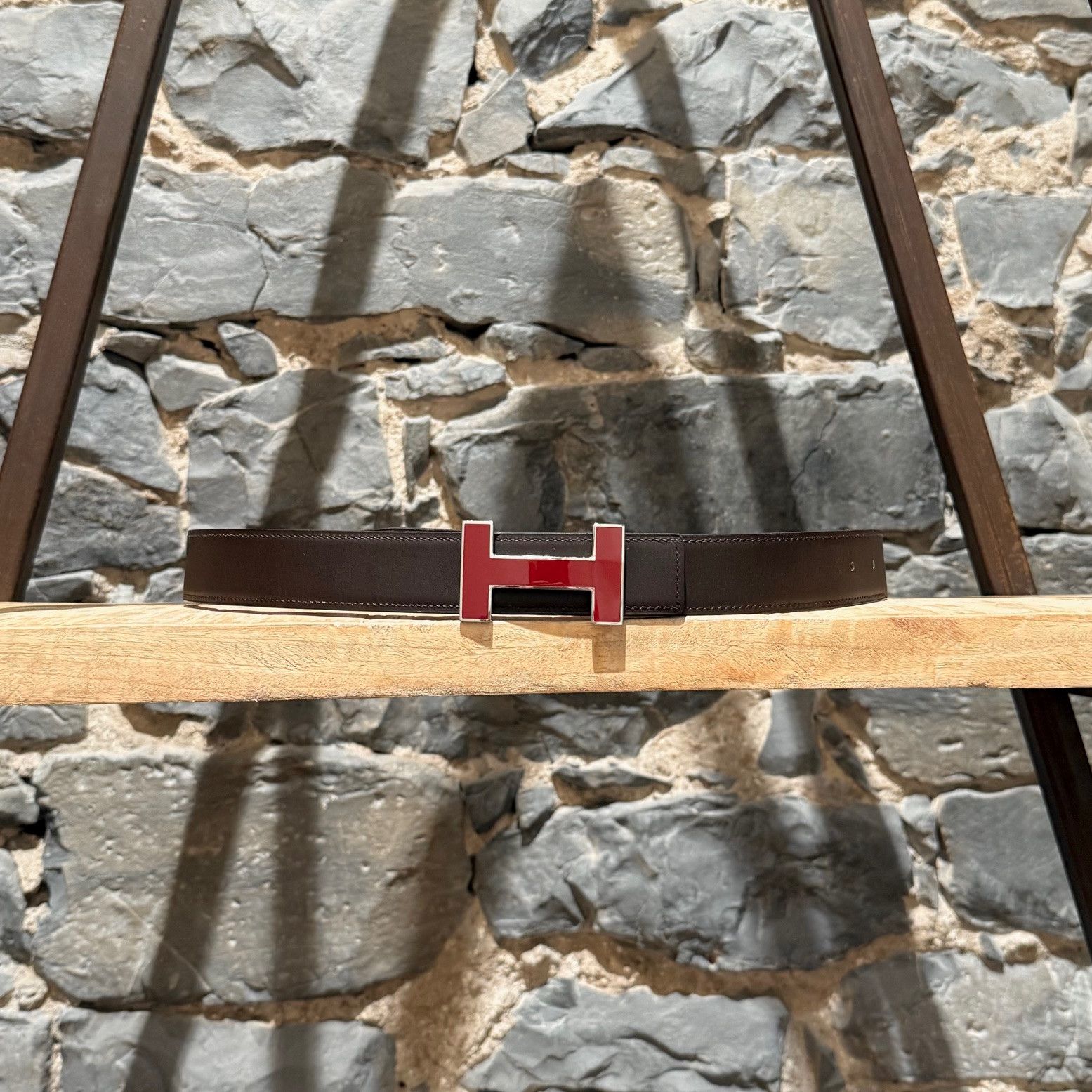 Hermes Hermès Red Enamel Quizz H Buckle Red Reversible Belt - 100cm Size ONE SIZE - 2 Thumbnail