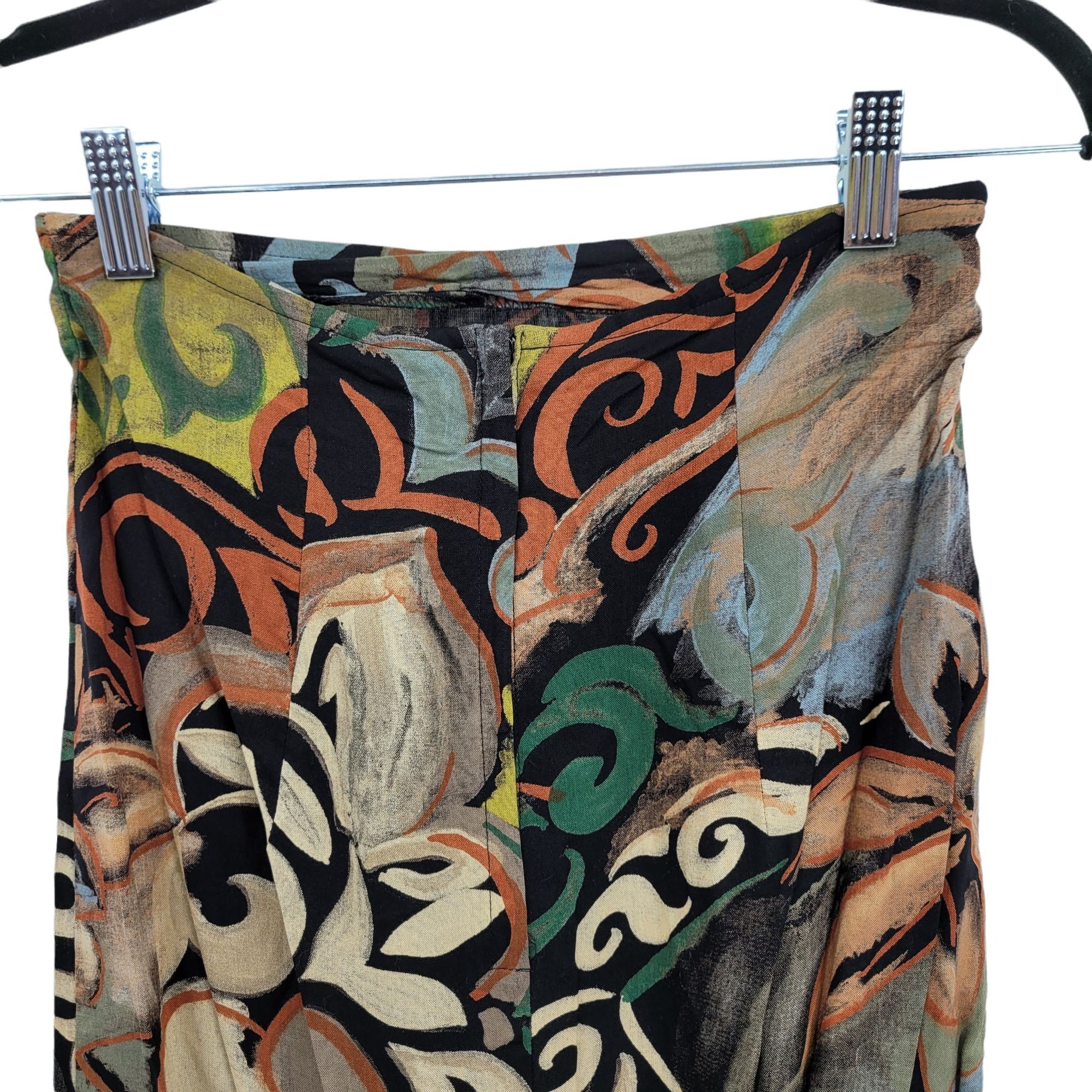 Vintage Vtg 80's Artsy Pencil Skirt Sz S Black Abstract Funky Zoot S Size 26" / US 2 / IT 38 - 6 Thumbnail