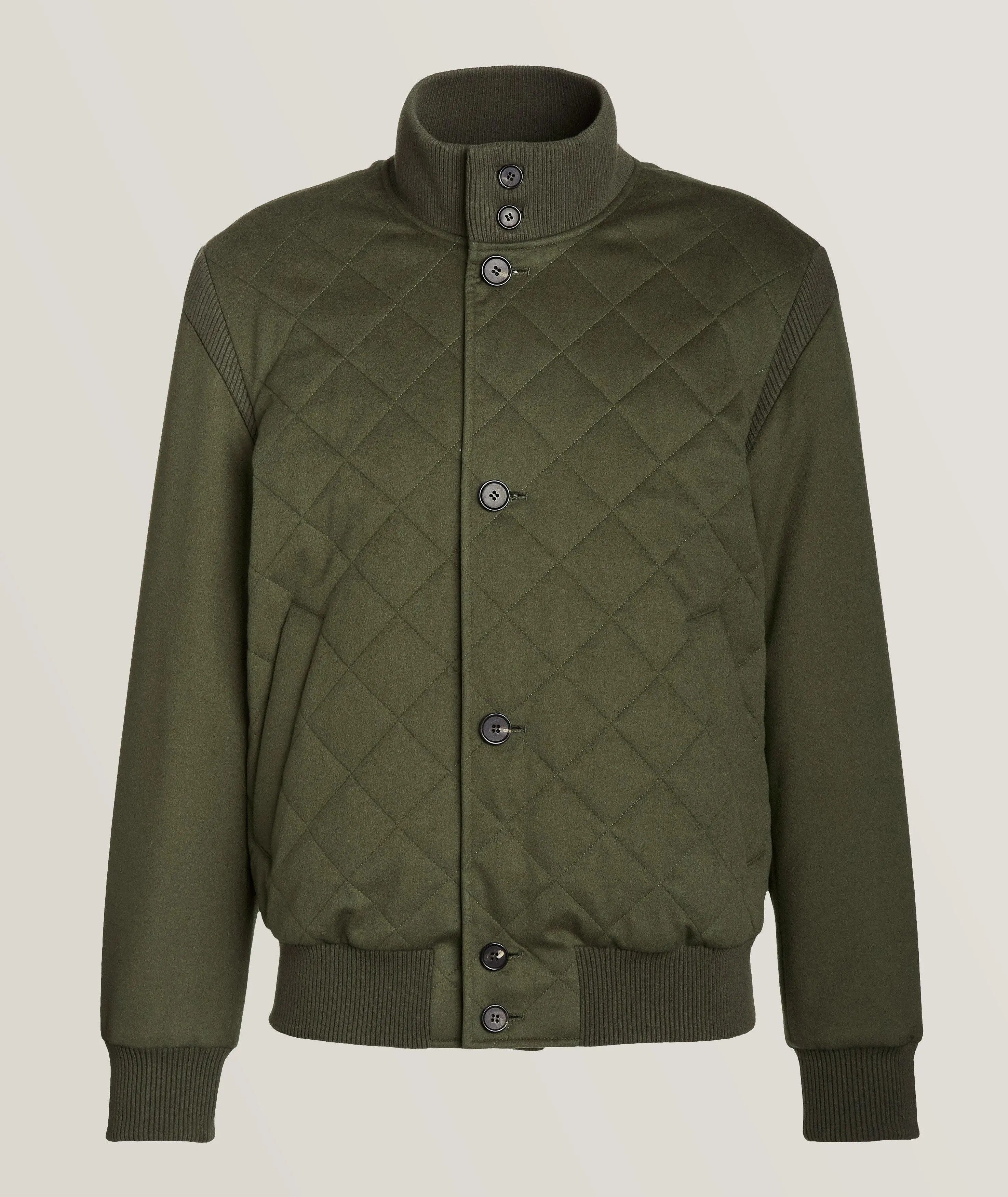 o1srvl11e0424 Quilted Rev Bomber in Green