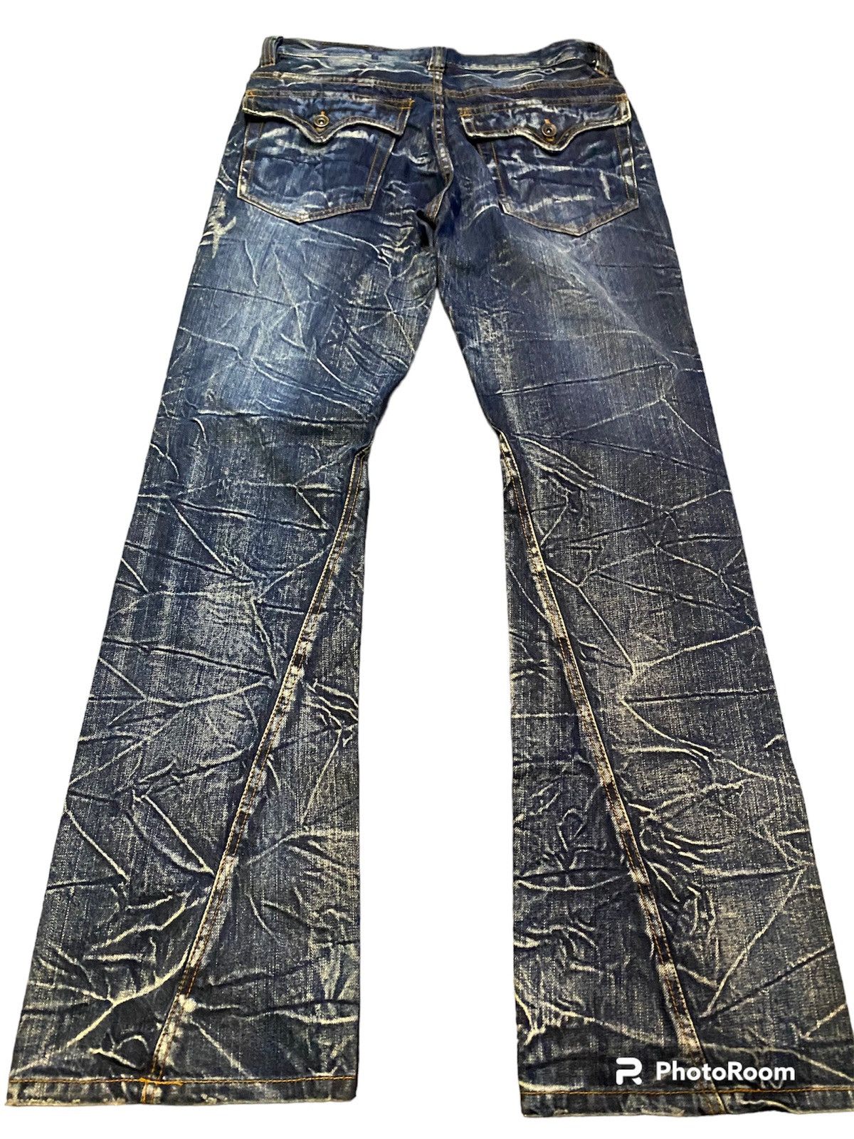Japanese Brand Flare jeans Nylons Boot Cut crazy lightning Size US 33 - 1 Thumbnail