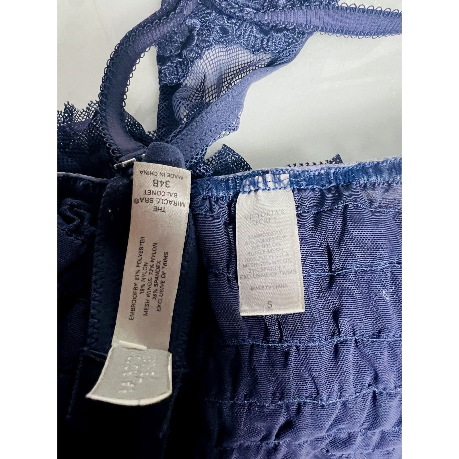 Victoria's Secret Victoria's Secret navy blue push up bra and panty set 34b S Size ONE SIZE - 8 Thumbnail