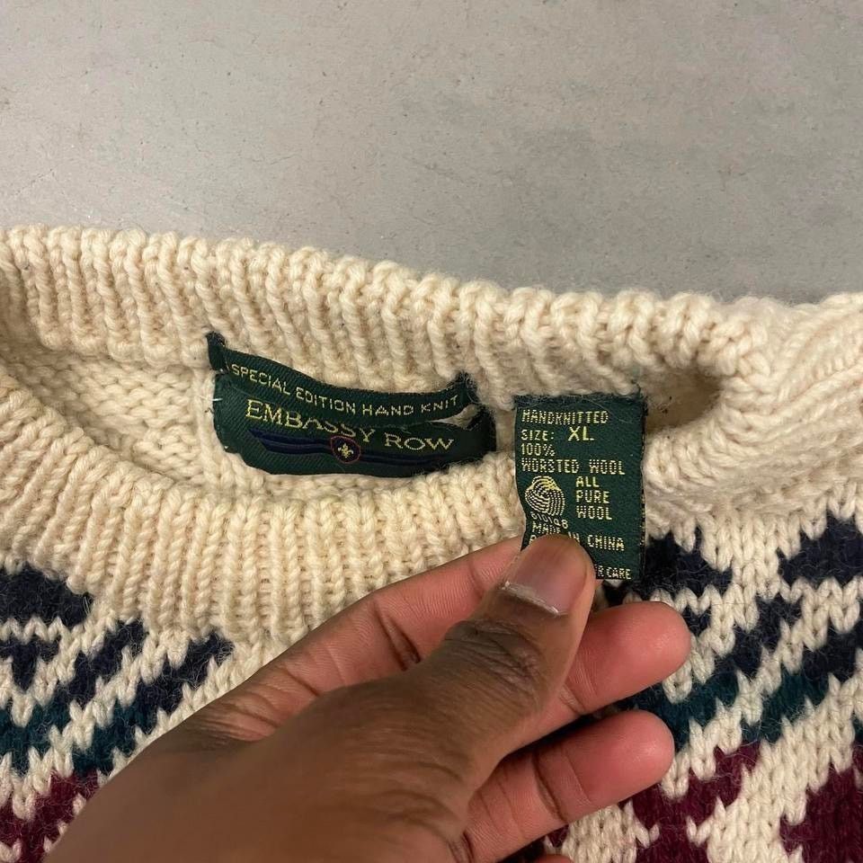 Vintage vintage striped patterned cable knit sweater Size US XL / EU 56 / 4 - 4 Thumbnail
