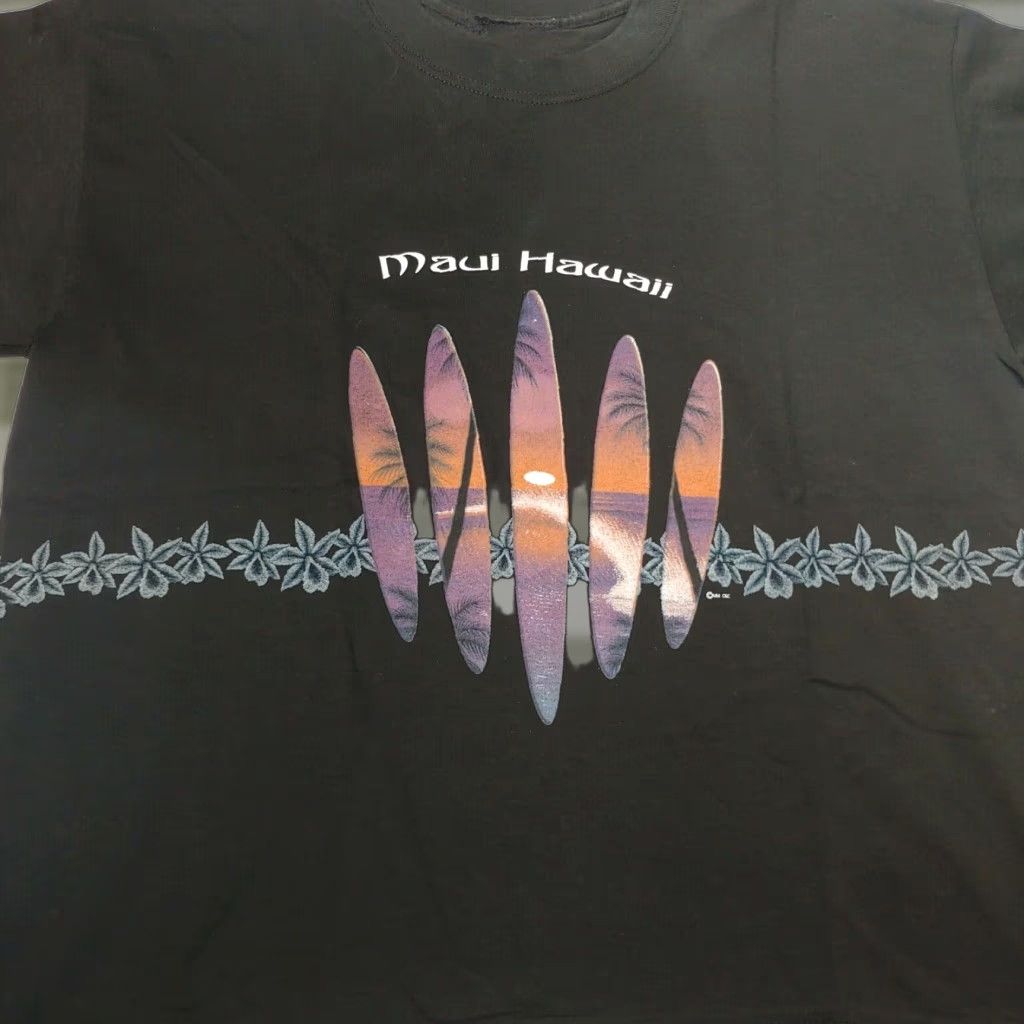 Vintage VINTAGE Maui Hawaiian Islands Single Stitch Womens XL T Shirt Black Surf READ Size XL / US 12-14 / IT 48-50 - 1 Thumbnail