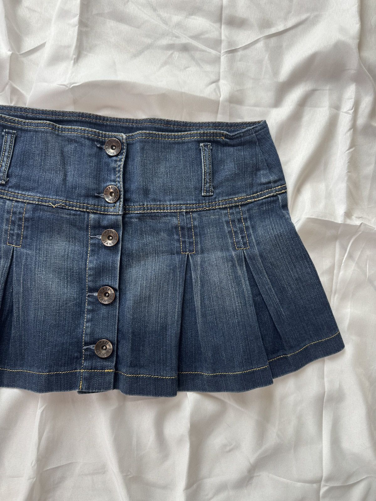 Hysteric Glamour Y2K Super Sexy Vintage Pleated Denim Mini Skirt Size 28" / US 6 / IT 42 - 3 Thumbnail
