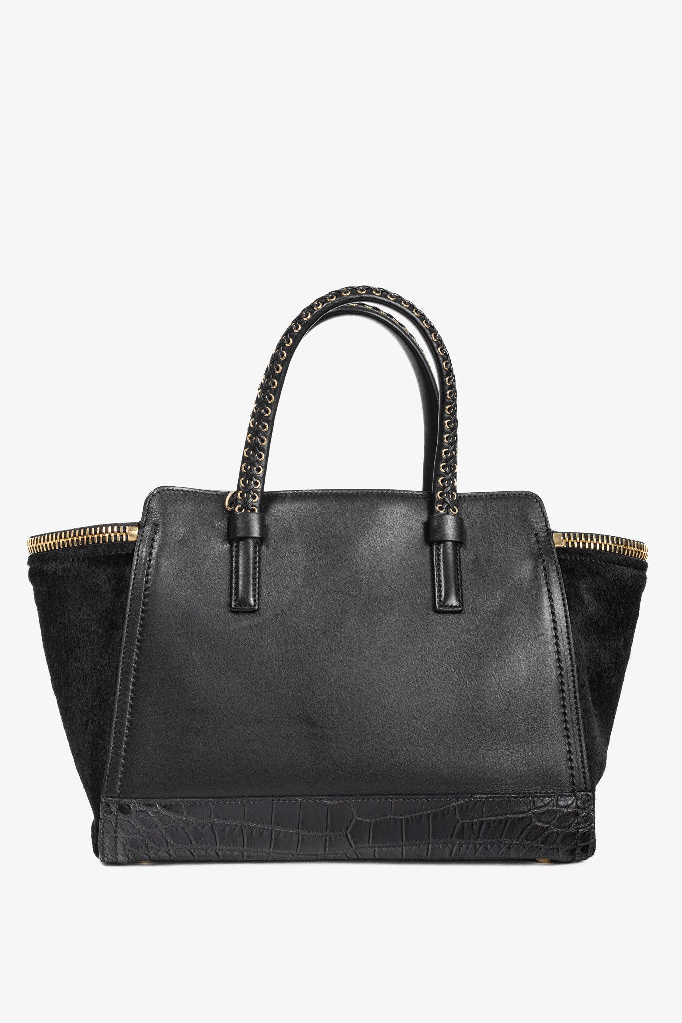 Salvatore Ferragamo Salvatore Ferragamo Gancini Black Leather & Calf Hair Tote Size ONE SIZE - 4 Thumbnail