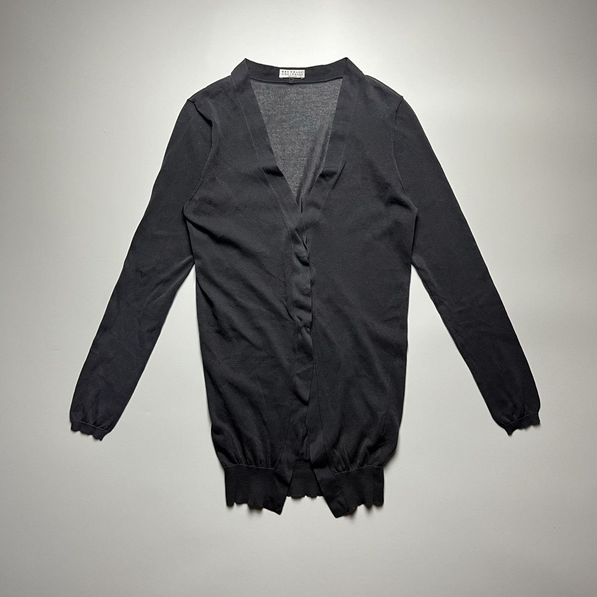 Brunello Cucinelli Brunello Cucinelli Black Fine Knit Cotton Cardigan Size M / US 6-8 / IT 42-44 - 1 Thumbnail