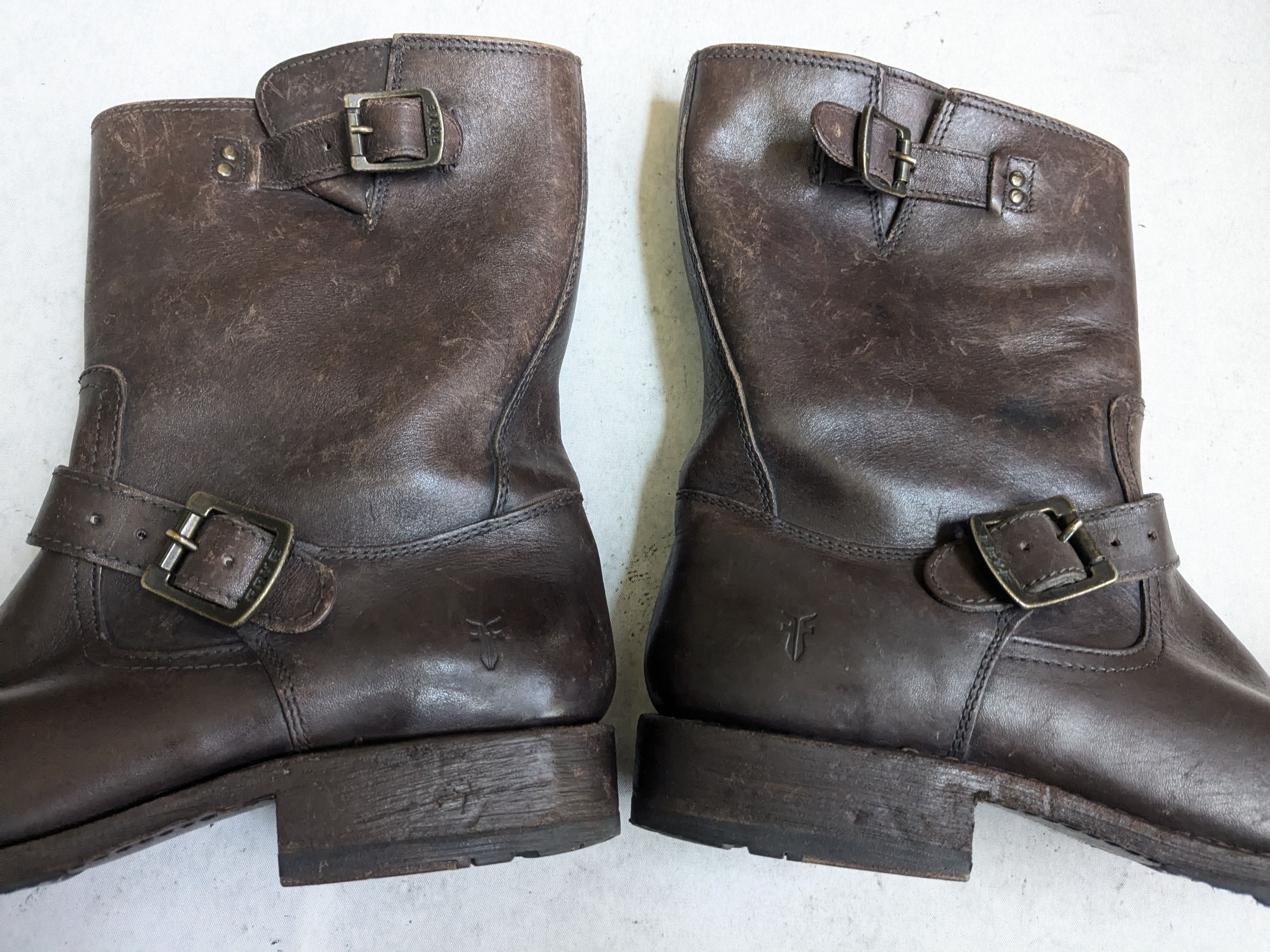 Frye Frye Engineer Boots Brown 11.5 M Leather Buckle Strap Size US 11.5 / EU 44-45 - 9 Thumbnail