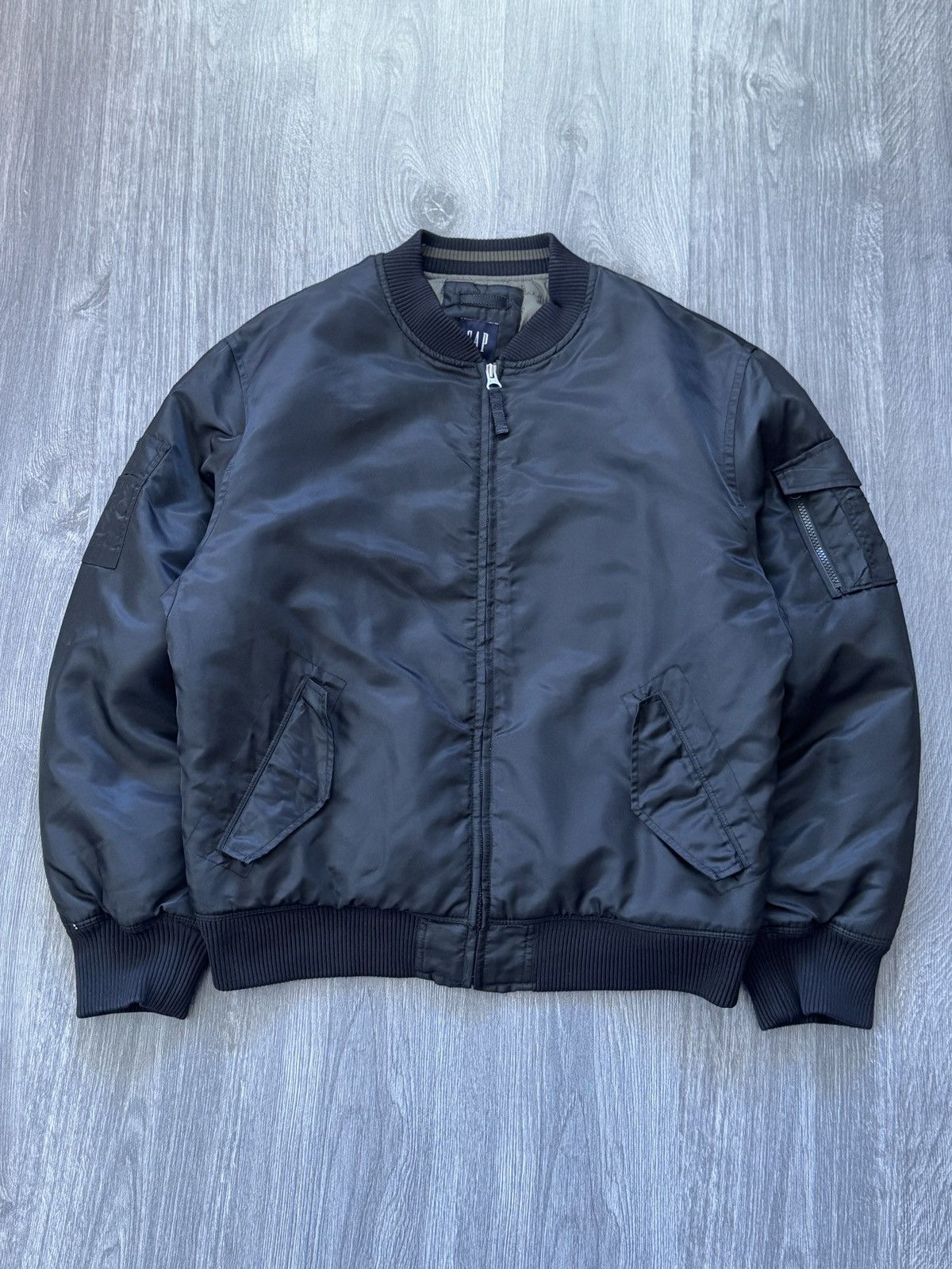 Gap Vintage Gap Ma-1 Black Bomber Jacket Size US L / EU 52-54 / 3 - 1 Thumbnail