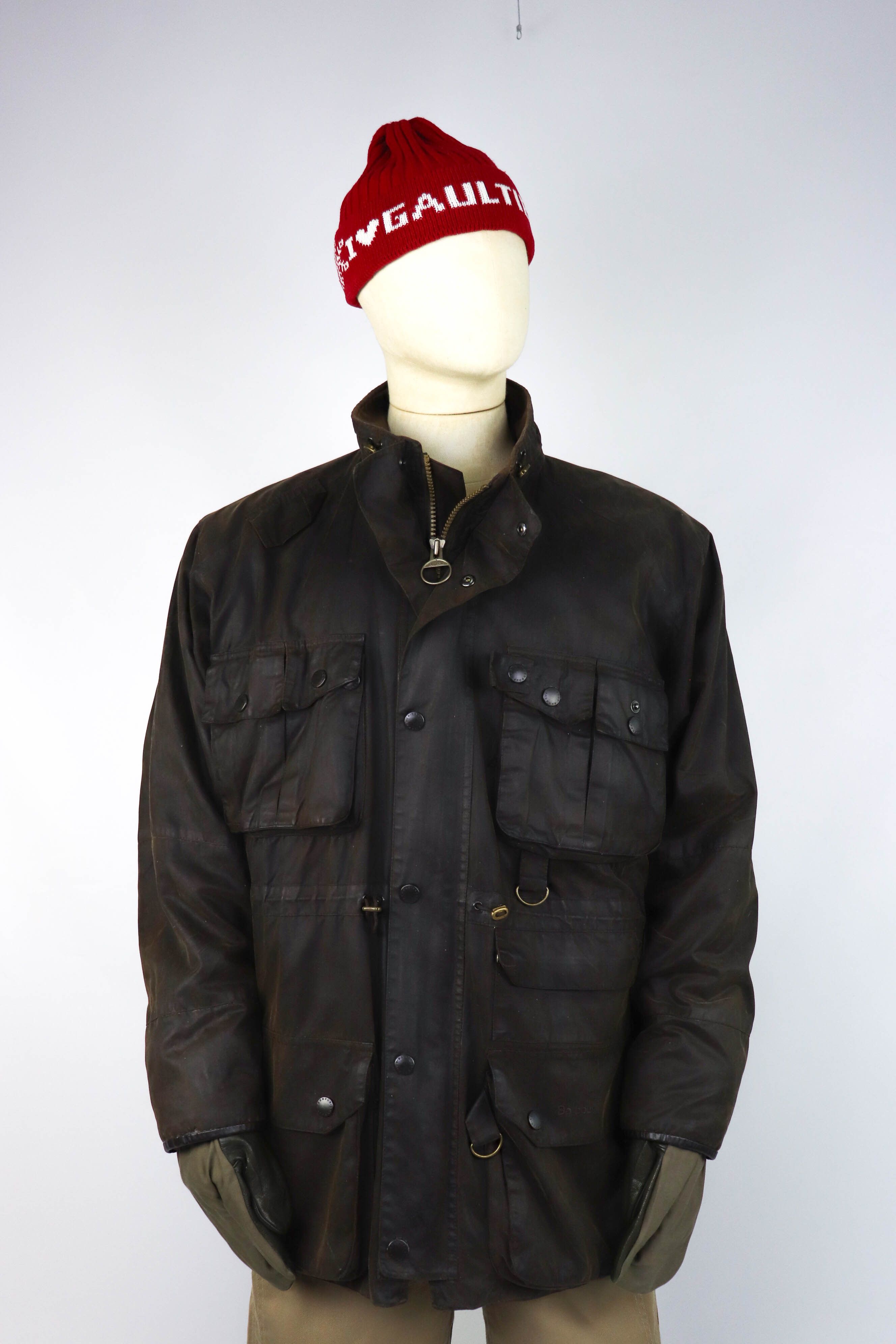 BARBOUR Black Waxed Cotton Multipocket International Jacket Size uk sale 10 us 6