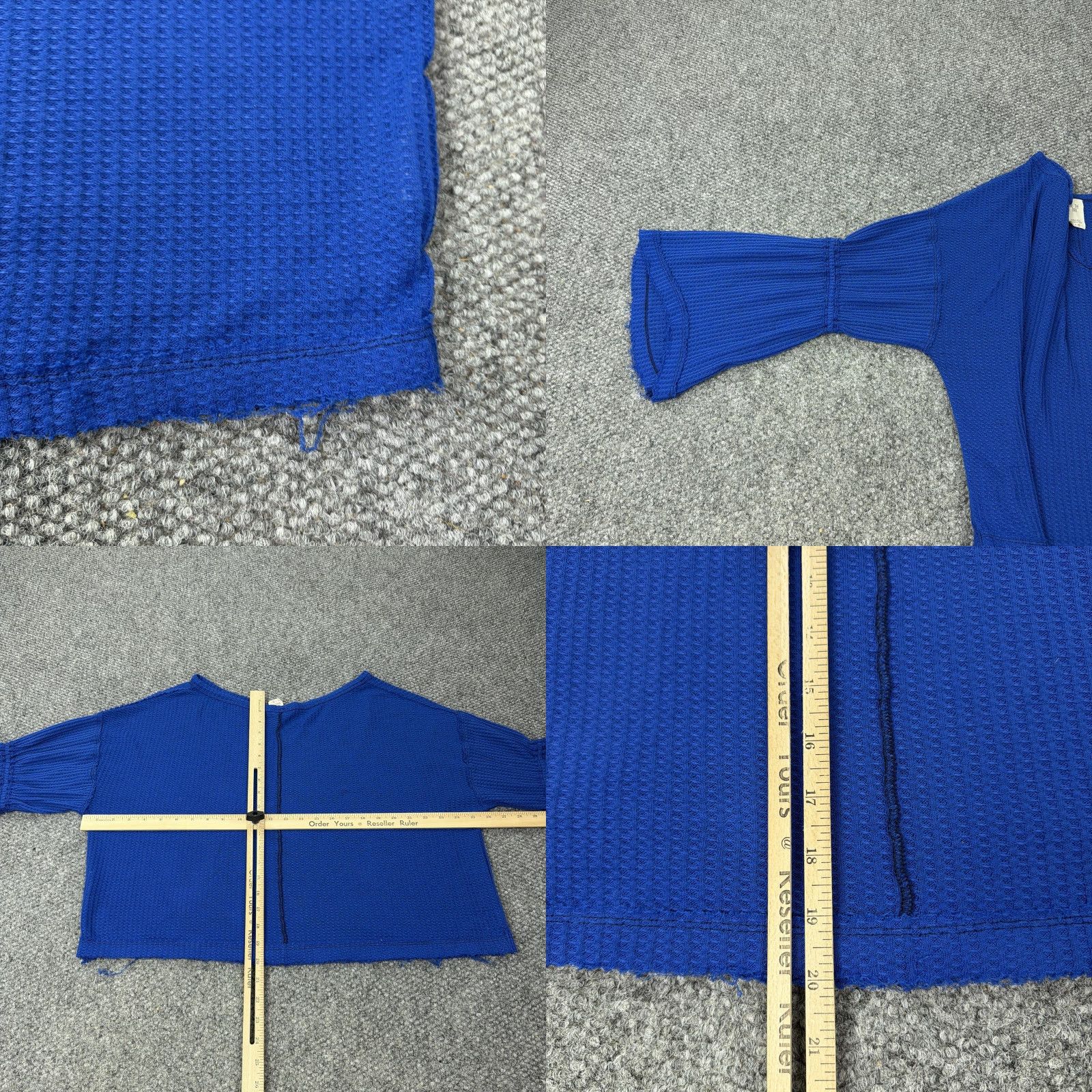 Vintage We The Free Sweater Womens Medium Blue Waffle Knit Thermal Bell Sleeve Cropped Size M / US 6-8 / IT 42-44 - 8 Thumbnail