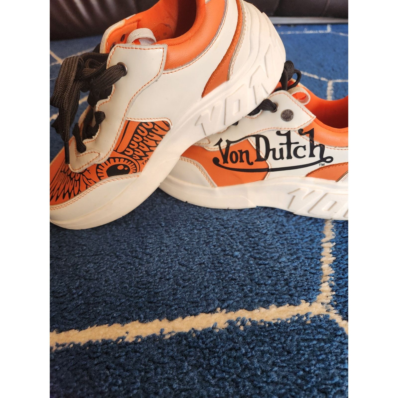 Von Dutch Von Dutch Women's Orange & White Eye Ball Sneakers sz 7.5 Size US 7.5 / IT 37.5 - 3 Thumbnail