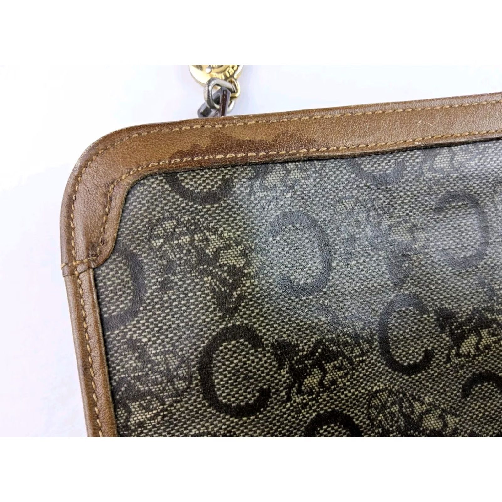 Celine VINTAGE CELINE Diffusion Signature Pouch Clutch Purse Bag Womens Brown Paris PVC Size ONE SIZE - 4 Thumbnail
