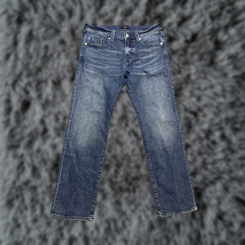 True Religion True Religion Jeans Relaxed Straight Blue Denim Logo Embroidered Button 34x32 Mens Regular 5-Pocket Size US 34 / EU 50 - 1 Thumbnail
