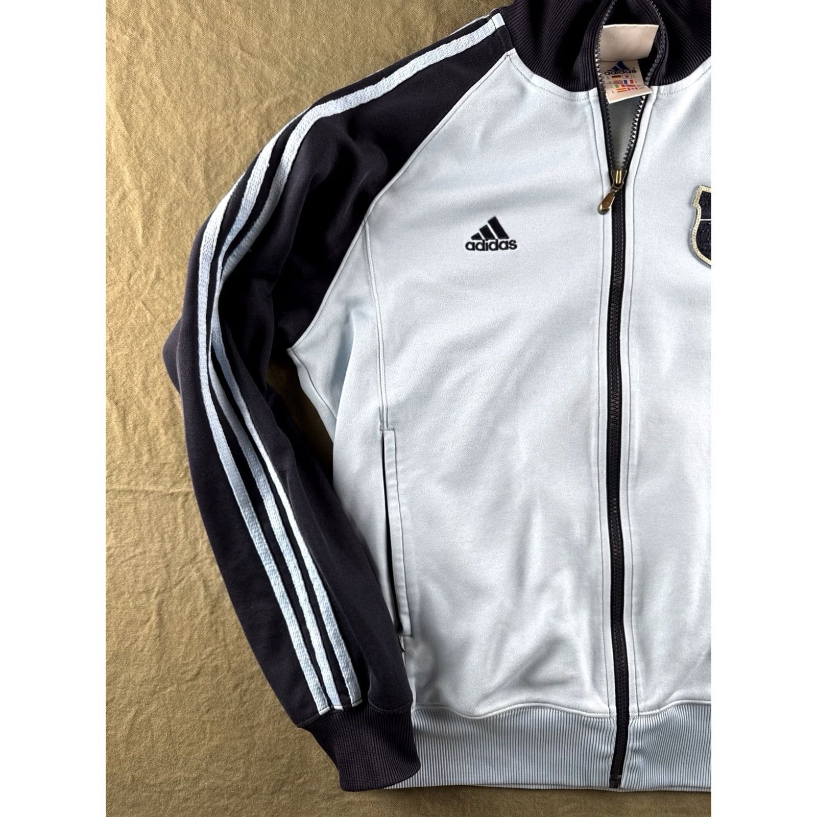 Adidas VINTAGE adidas Track Jacket 3 Stripe Soccer Crest Blue Navy Zip Up M Mens 80s 90s Retro Size US M / EU 48-50 / 2 - 2 Thumbnail