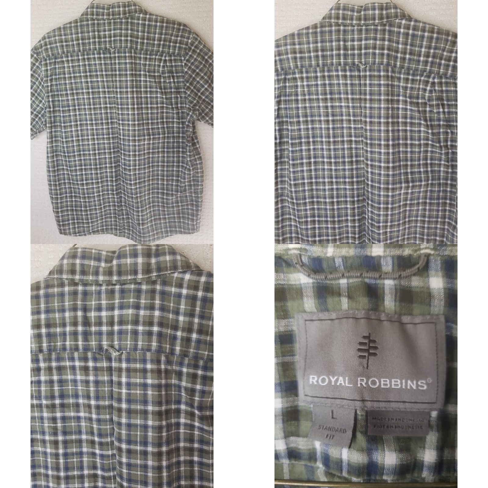 Royal Robbins VINTAGE Royal Robbins Men's Shirt Plaid Button-Front Short Sleeve Green Khaki White Regular L Size US L / EU 52-54 / 3 - 8 Thumbnail