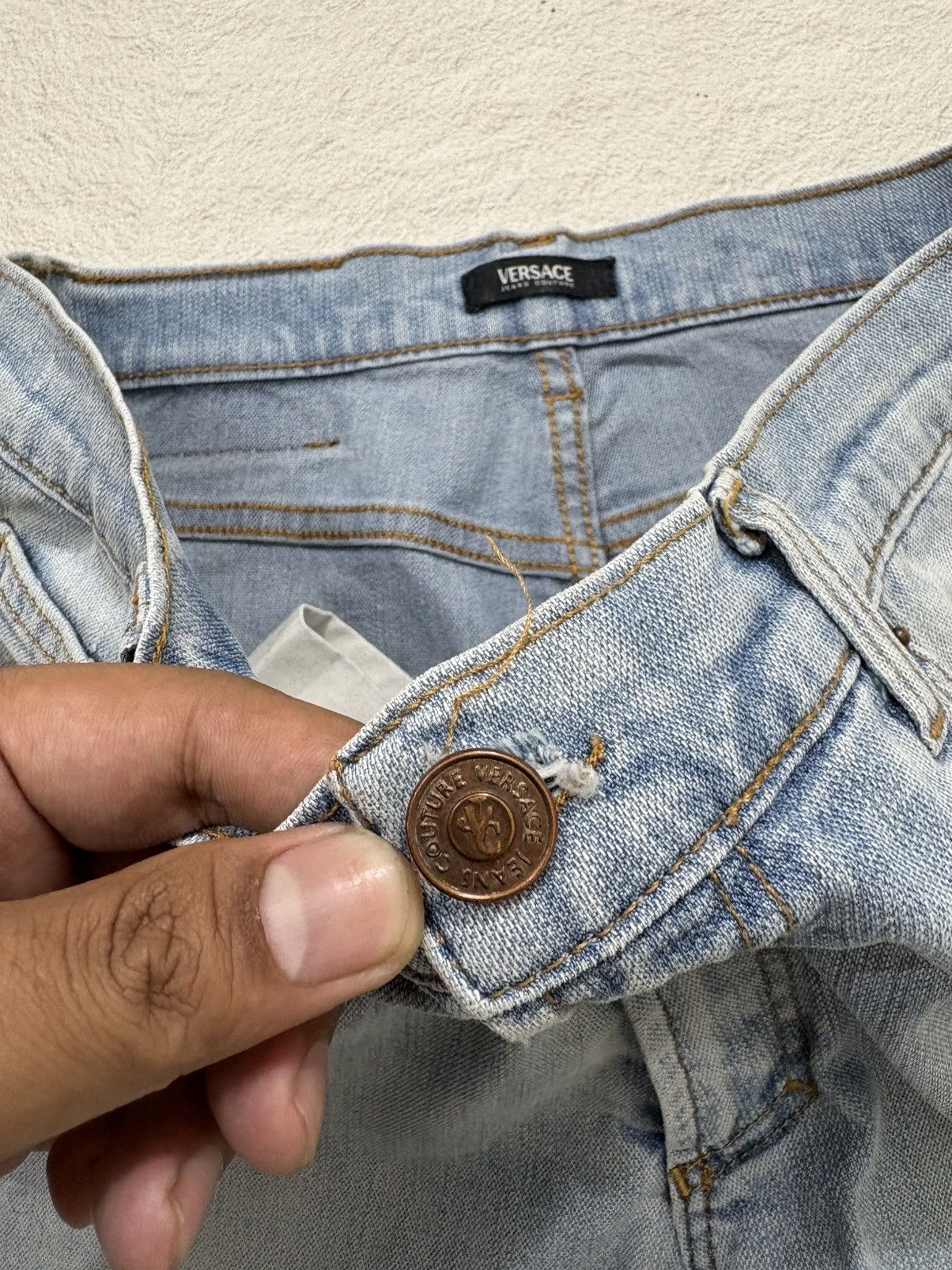 Versace Jeans Couture 2000s Versace distressed Luxury Wash Denim Size US 31 - 6 Thumbnail
