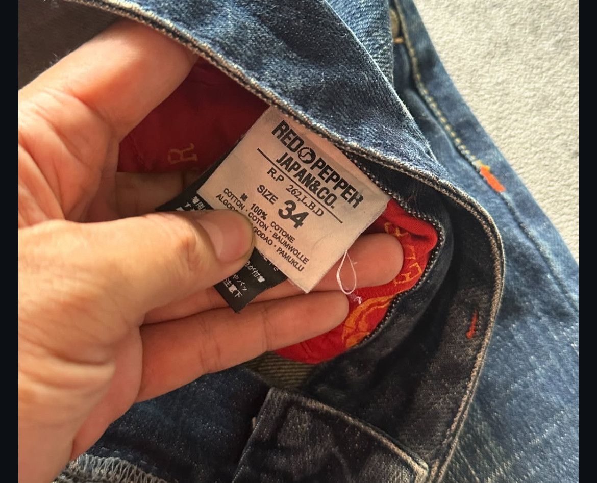 Japanese Brand 2000s Red Pepper Embroidery Ifsix Faded Wash Jeans y2k Lgb Size US 34 / EU 50 - 10 Thumbnail