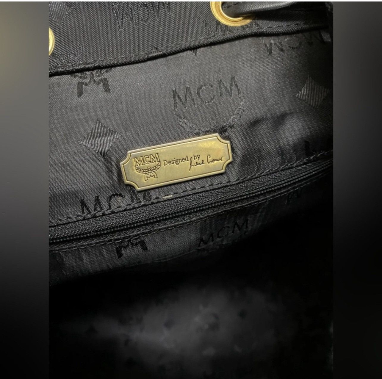 MCM MCM Vintage Black Nylon Drawstring Backpack W Gold Hardware. Size ONE SIZE - 3 Thumbnail