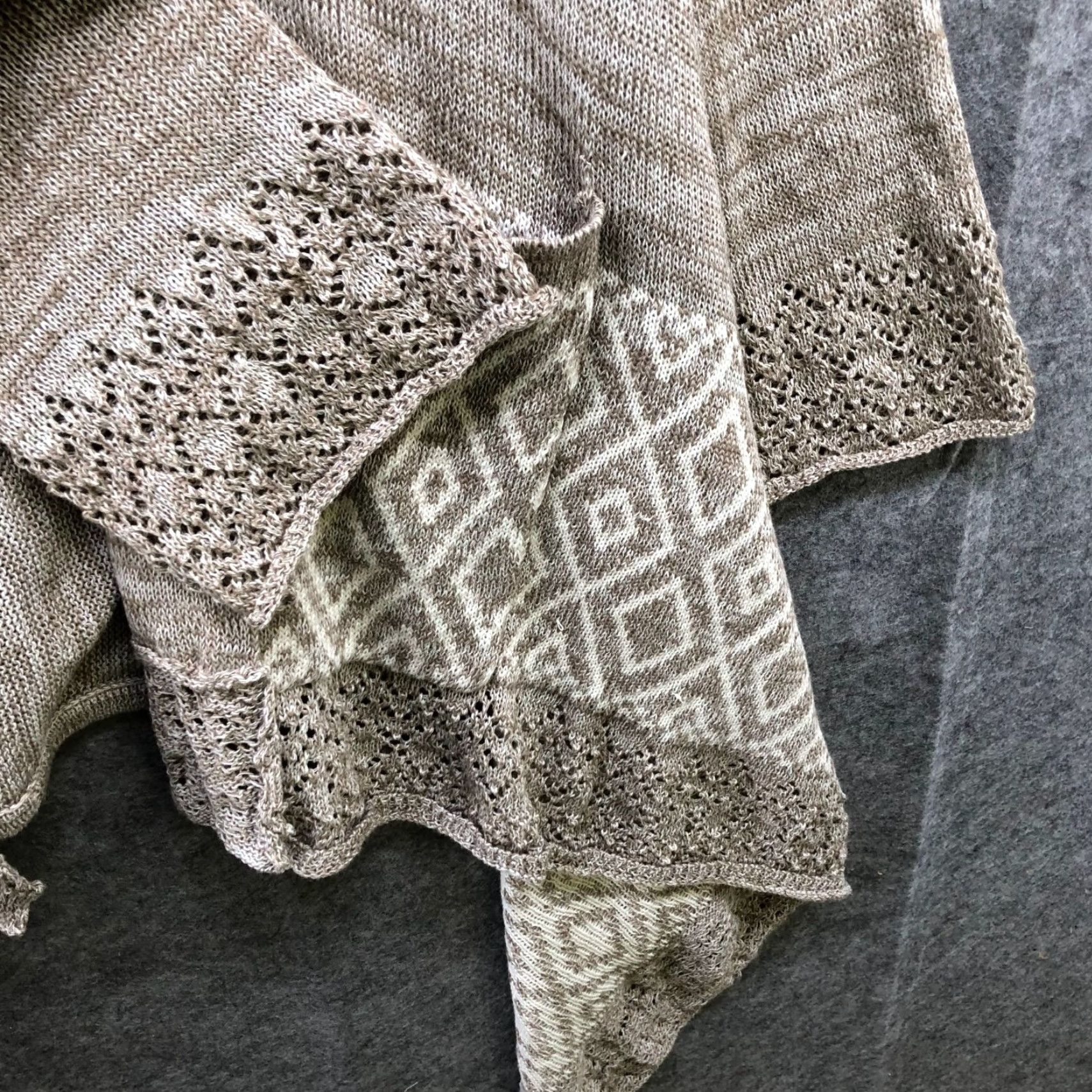 Vintage NWT Lovemarks Cardigan Womens L Open Front Boho Knit Heather Brown Beige Size L / US 10 / IT 46 - 7 Thumbnail