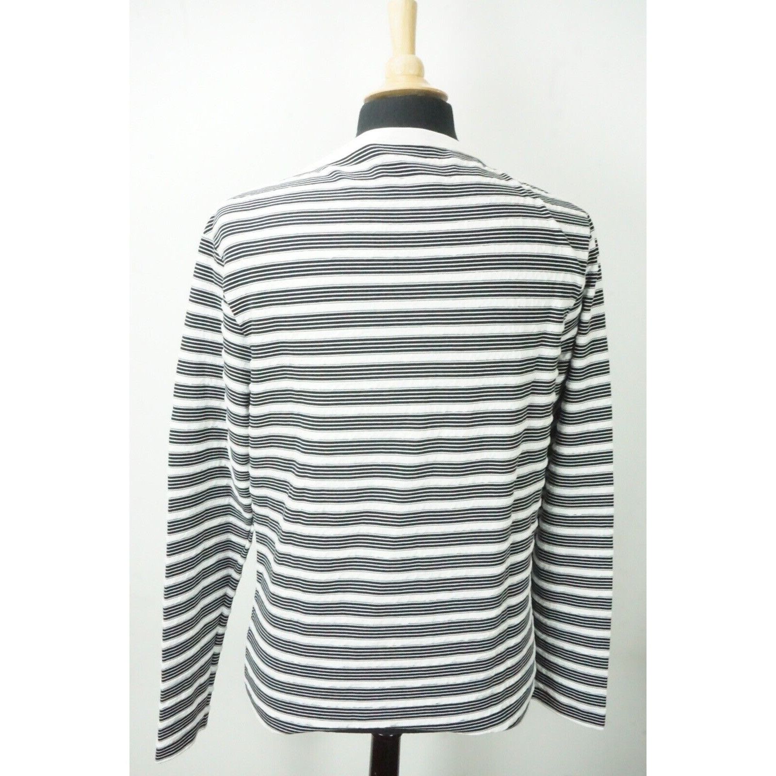 Giorgio Armani Giorgio Armani Black Label White Blue Stripe Cotton Blend Sw Size US M / EU 48-50 / 2 - 3 Thumbnail