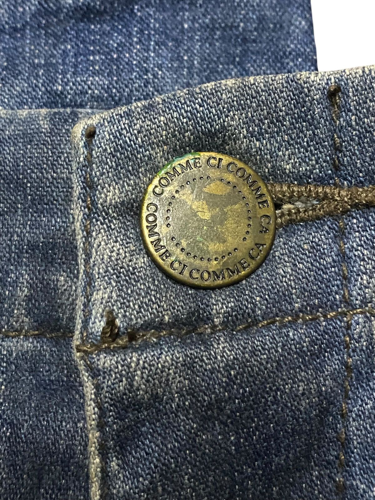 Comme des Garcons Comme Ci Rare 2000s Hybrid Denim Leather Flared Jeans Size US 28 / EU 44 - 12 Thumbnail
