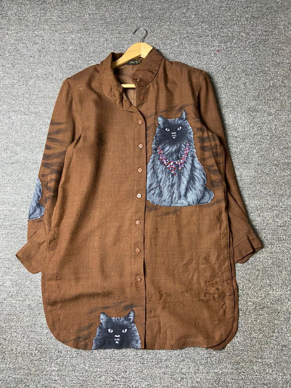 Japanese Brand Itariya Brand Button Ups Shirt with Cat Pattern (176) Size XS / US 0-2 / IT 36-38 - 1 Thumbnail