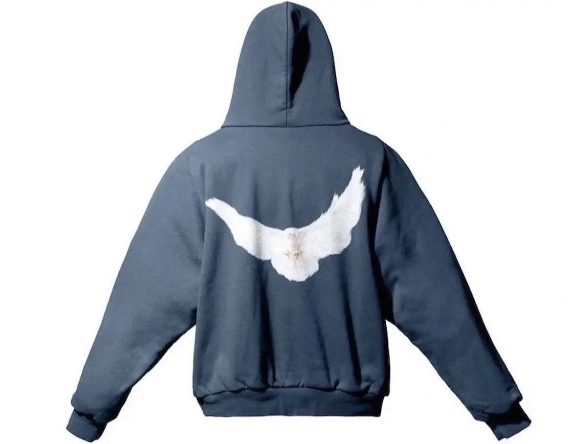 image of Yeezy Gap Dove Shrunken Hoodie in Blue, Men's (Size Medium)